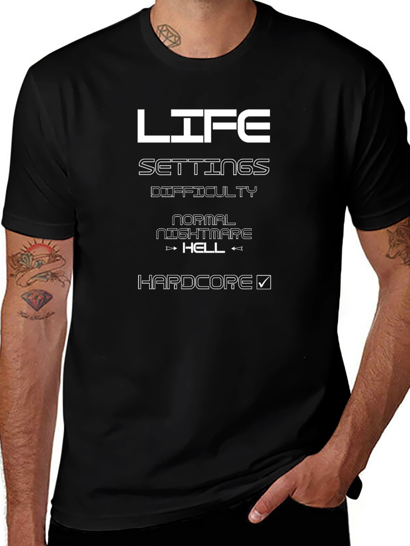 Life Settings Hardcore Mode Black T-Shirt