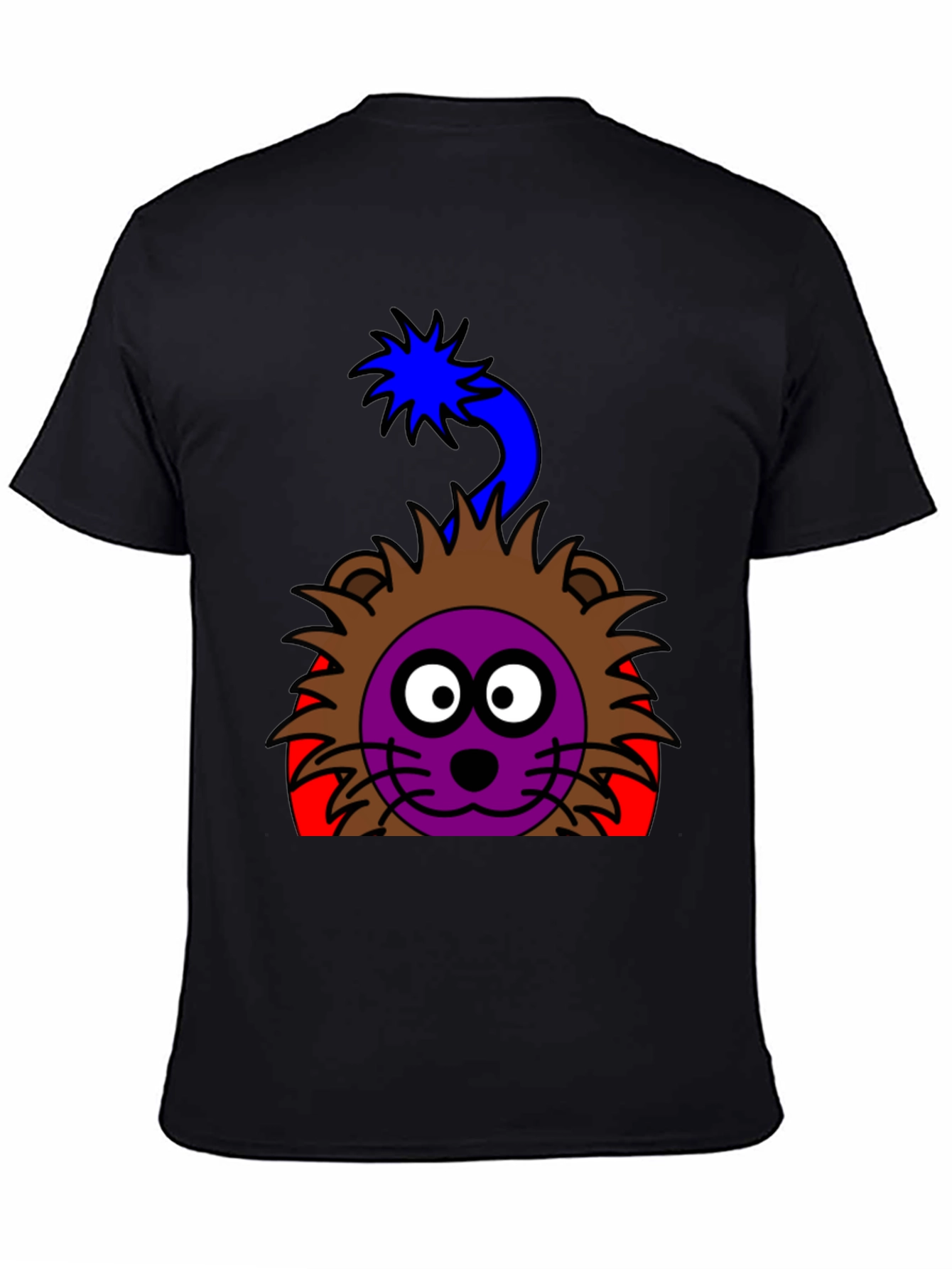 Cartoon Lion Graphic Tee - Funky Black T-Shirt
