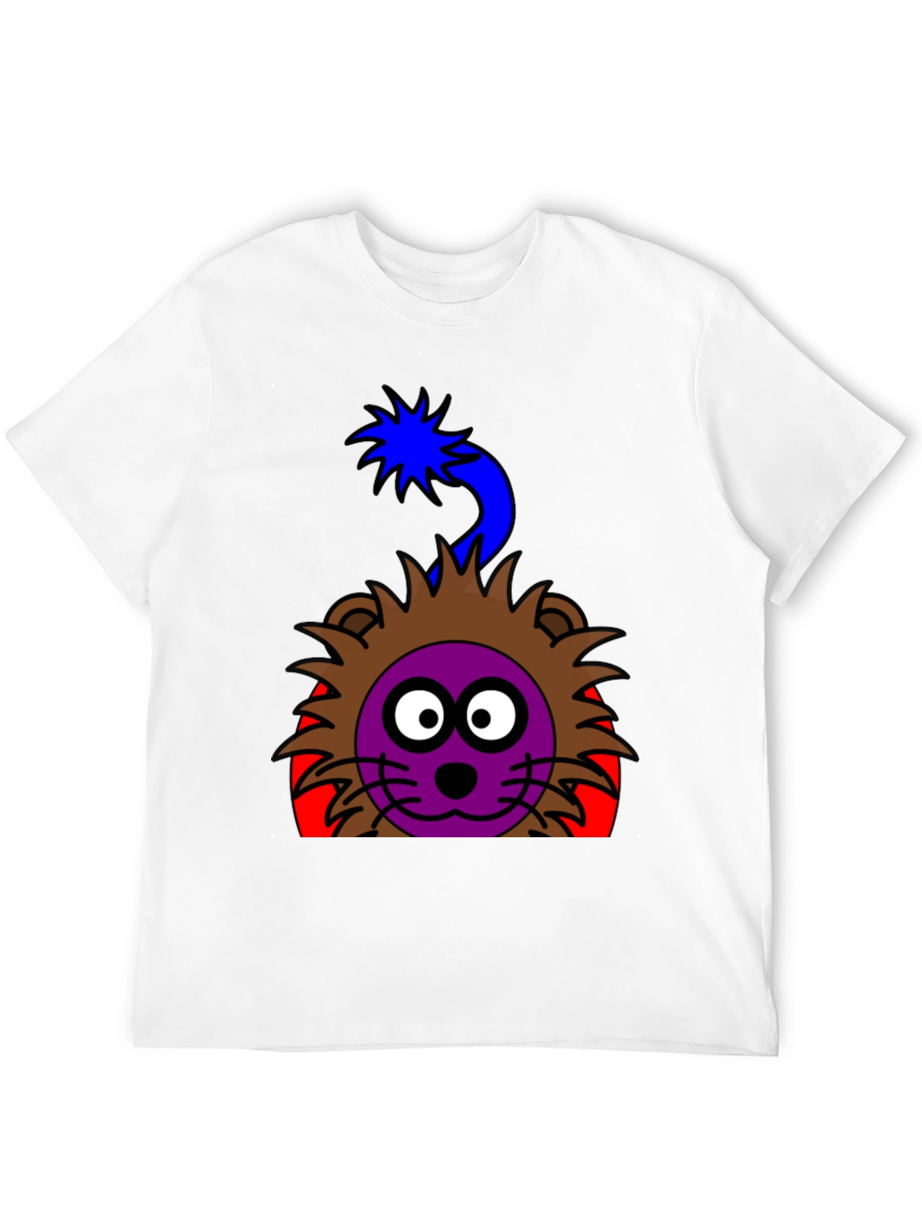 Cartoon Lion Graphic Tee - Funky Black T-Shirt