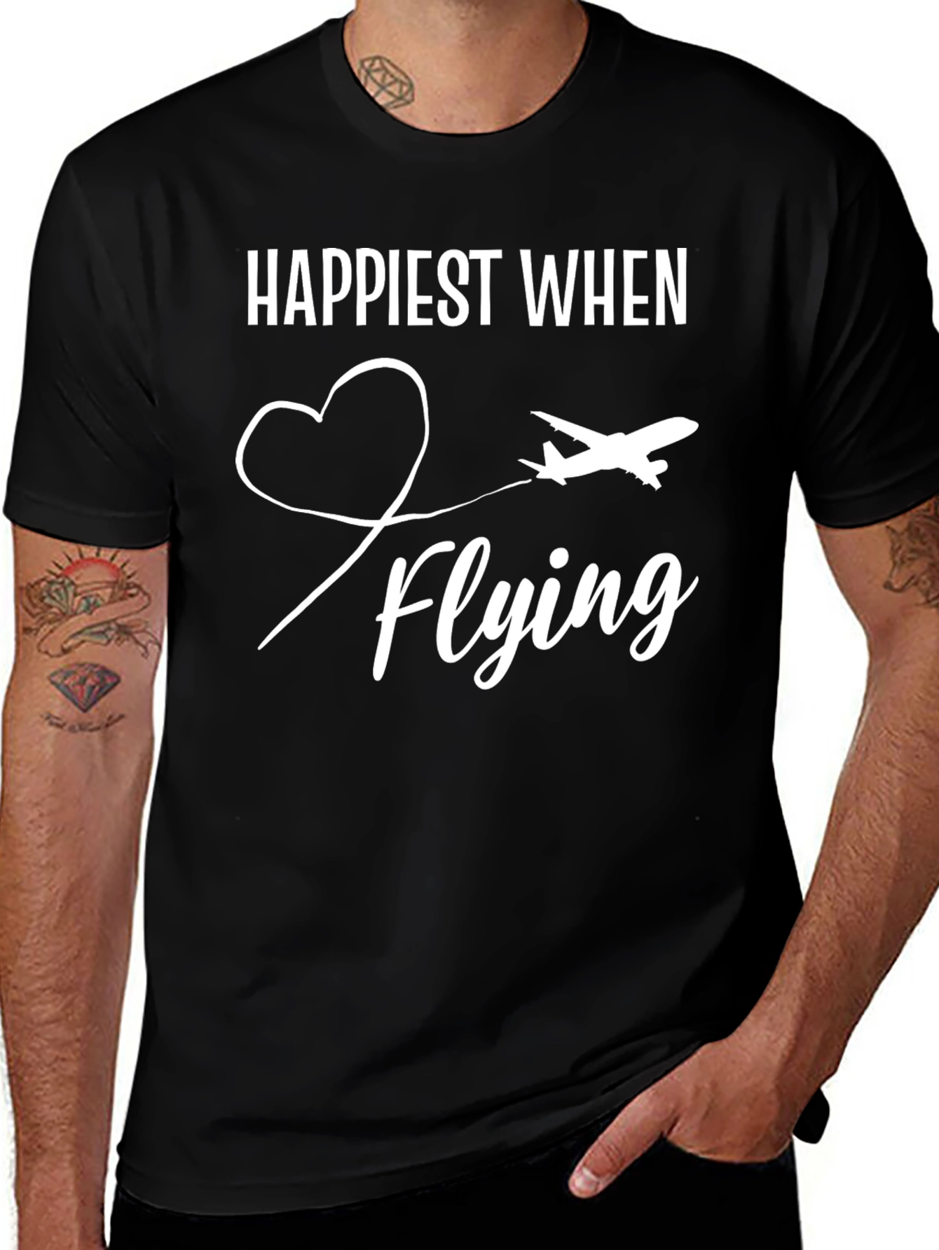 Happiest When Flying T-Shirt | Airplane Heart Tee