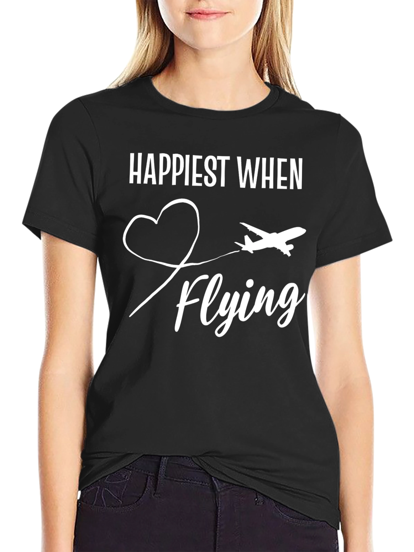 Happiest When Flying T-Shirt | Airplane Heart Tee