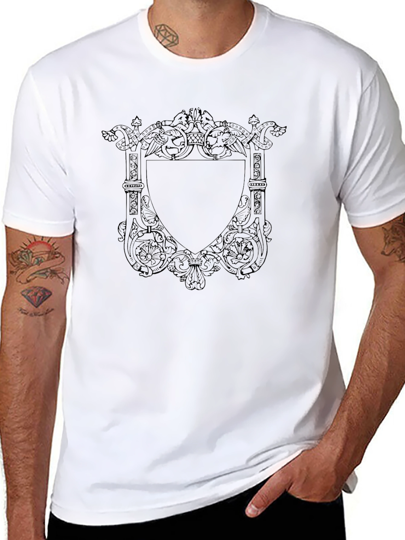 Ornate Shield Graphic Tee - Classic Black T-Shirt