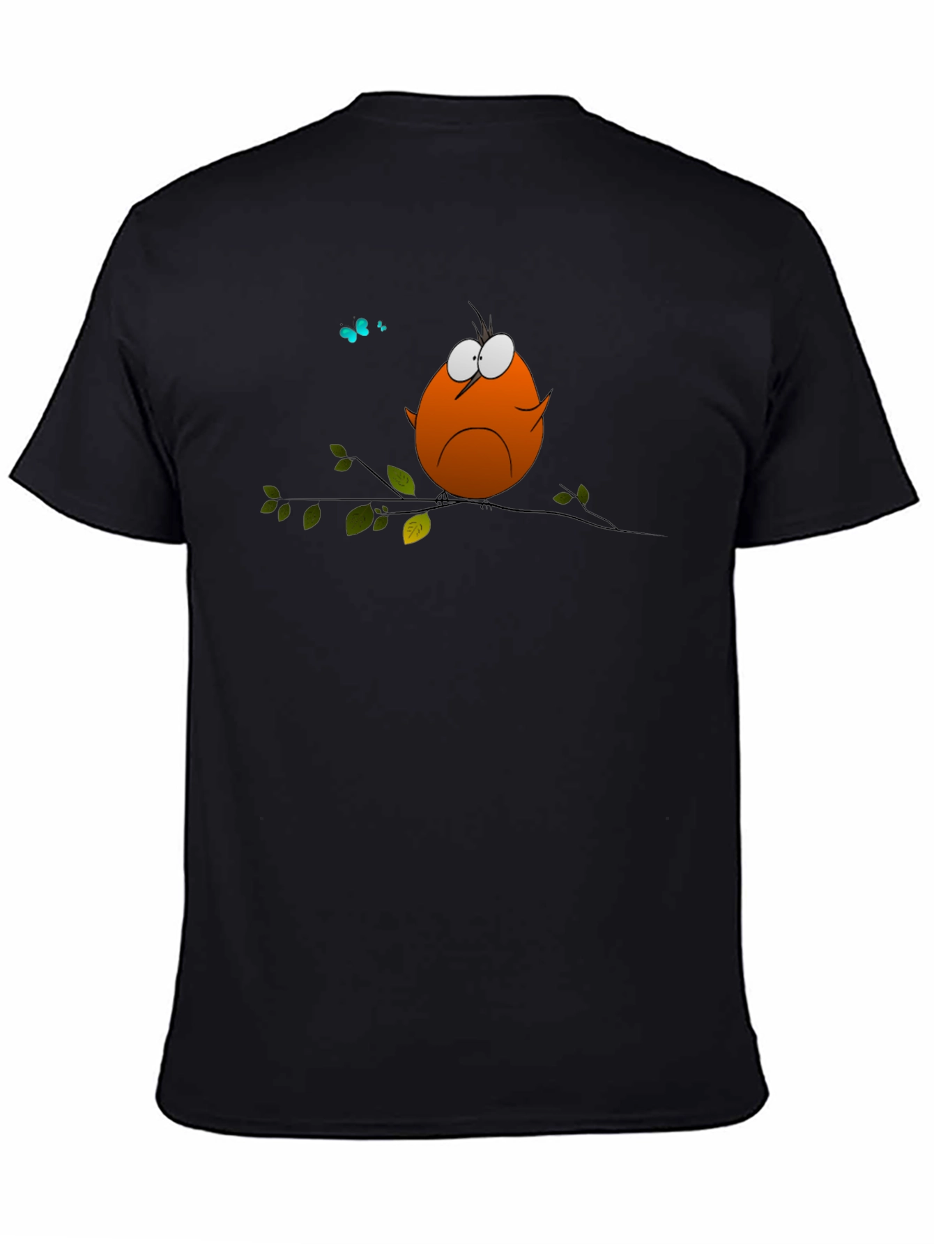 Cartoon Bird on Branch Graphic T-Shirt