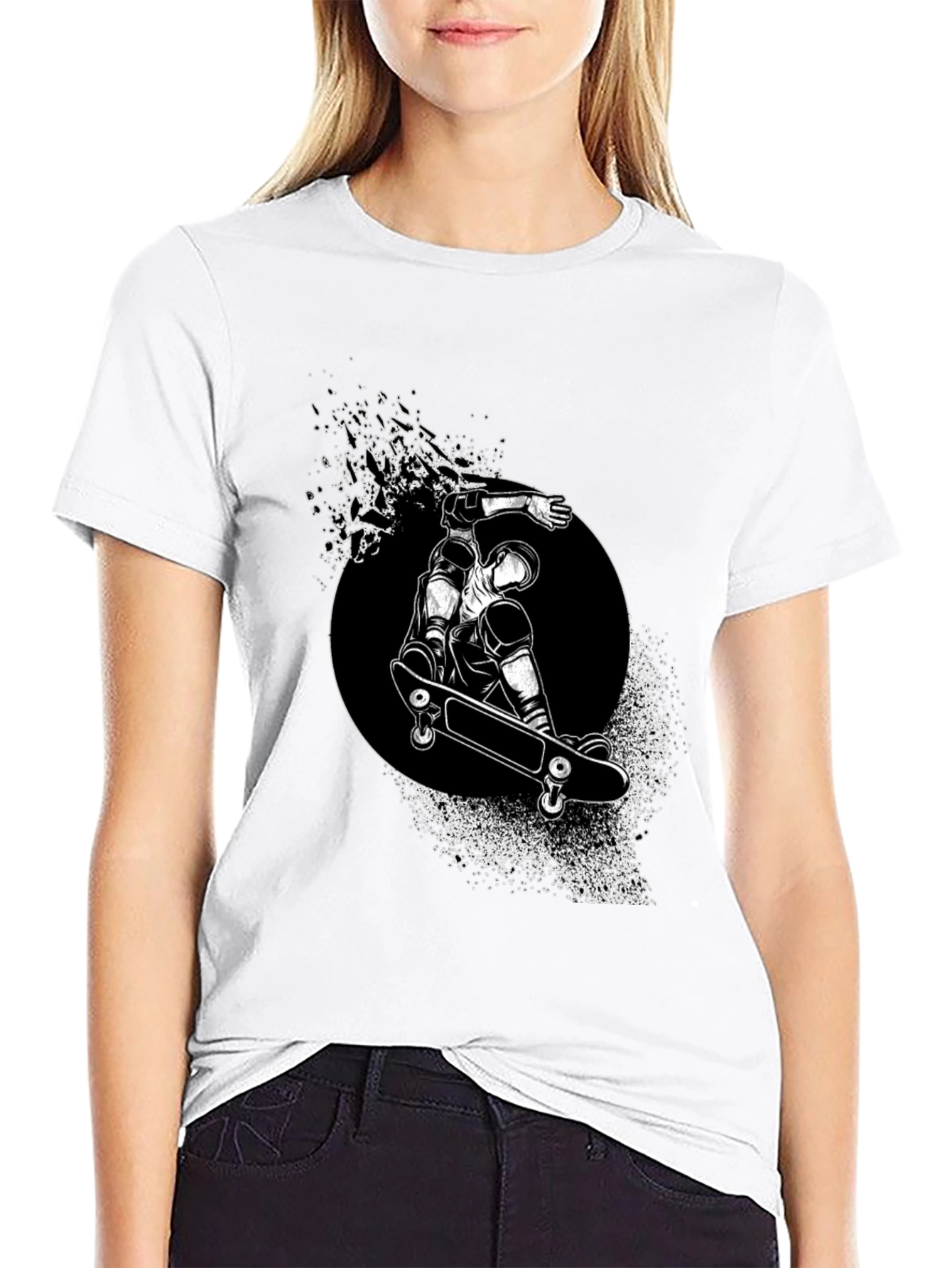 Skateboarder Graphic Tee - Black Stylish T-Shirt