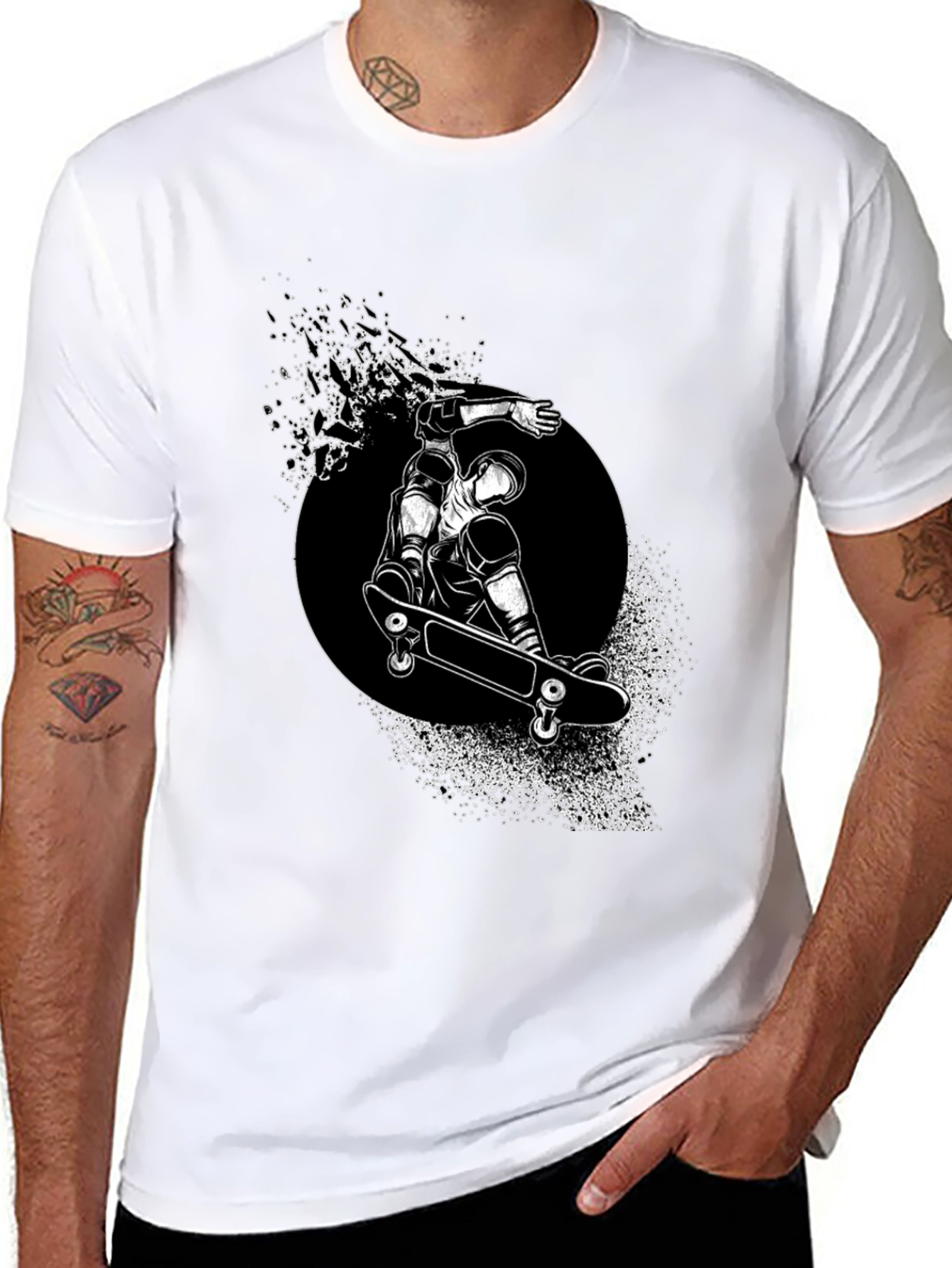 Skateboarder Graphic Tee - Black Stylish T-Shirt