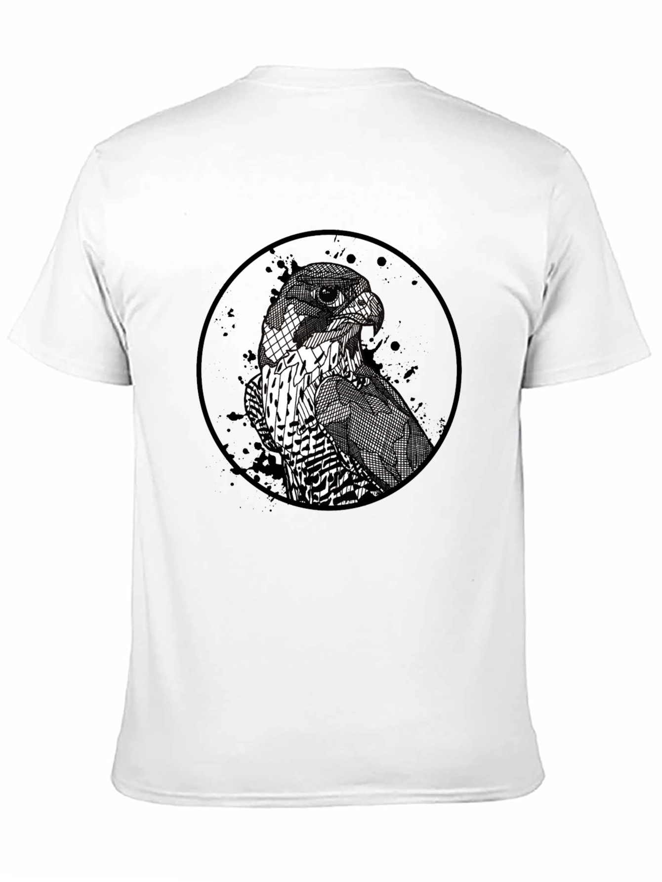 Mens Black Falcon Graphic Print Crew Neck T-Shirt