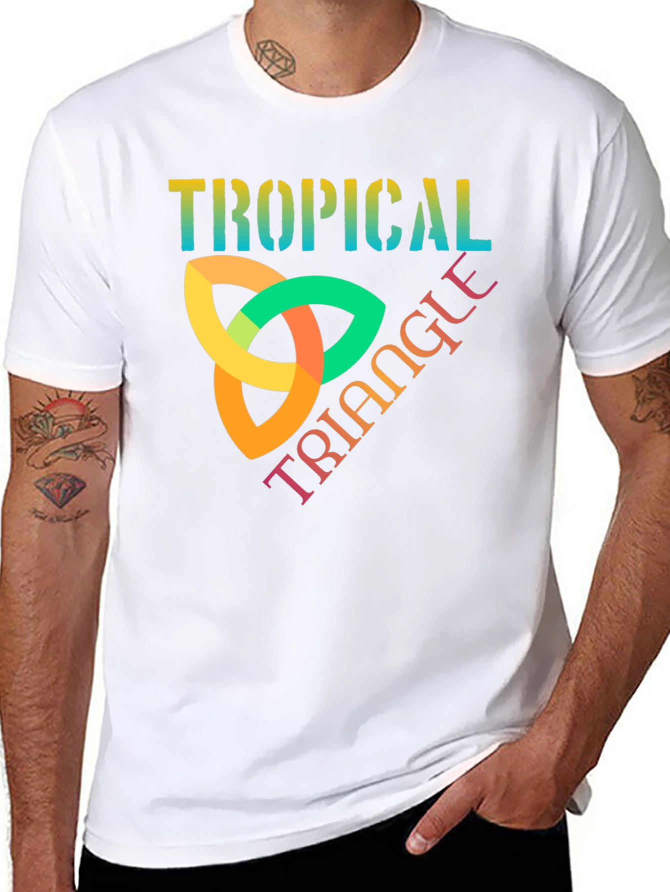 Tropical Triangle Graphic T-Shirt - Trendy Tee