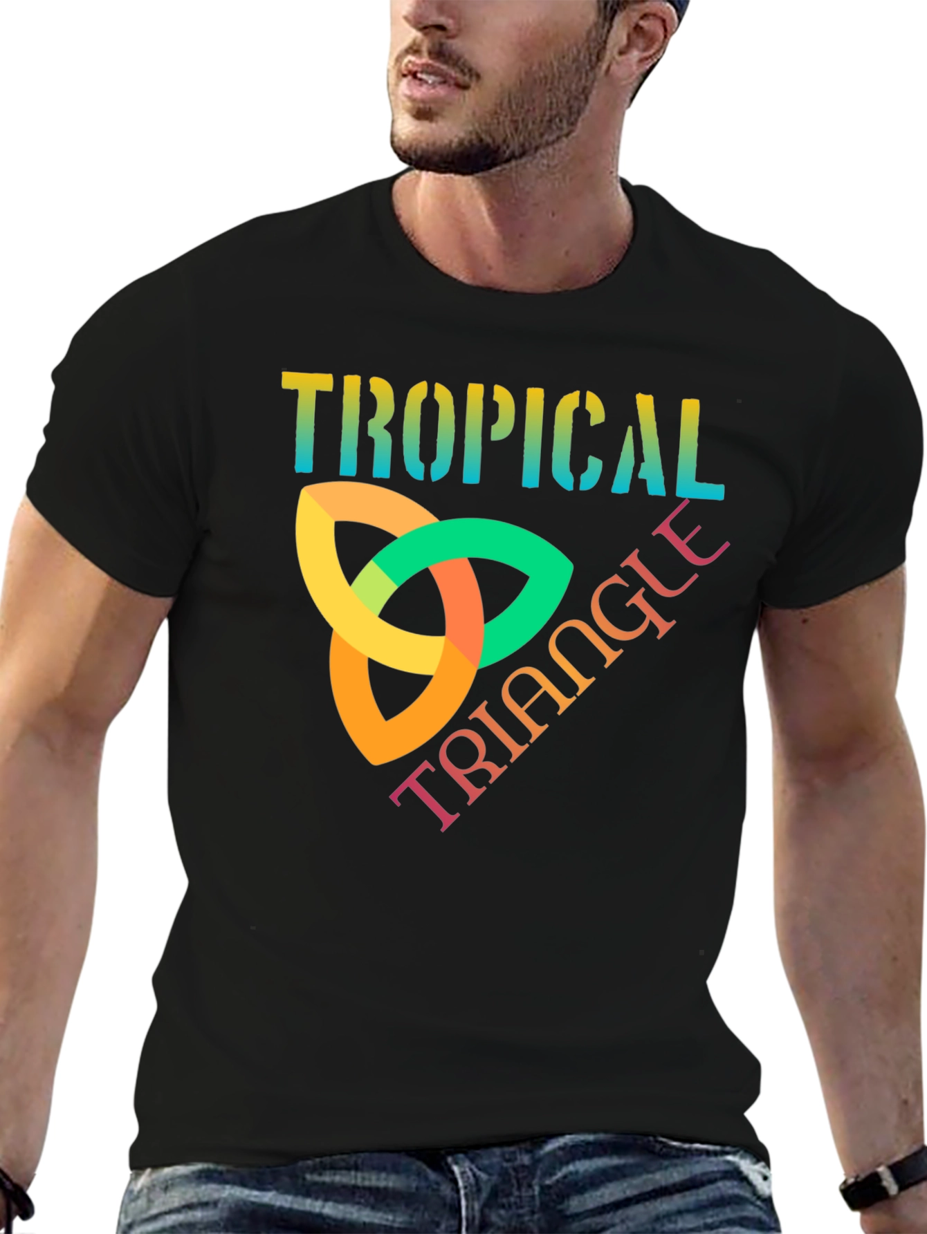 Tropical Triangle Graphic T-Shirt - Trendy Tee