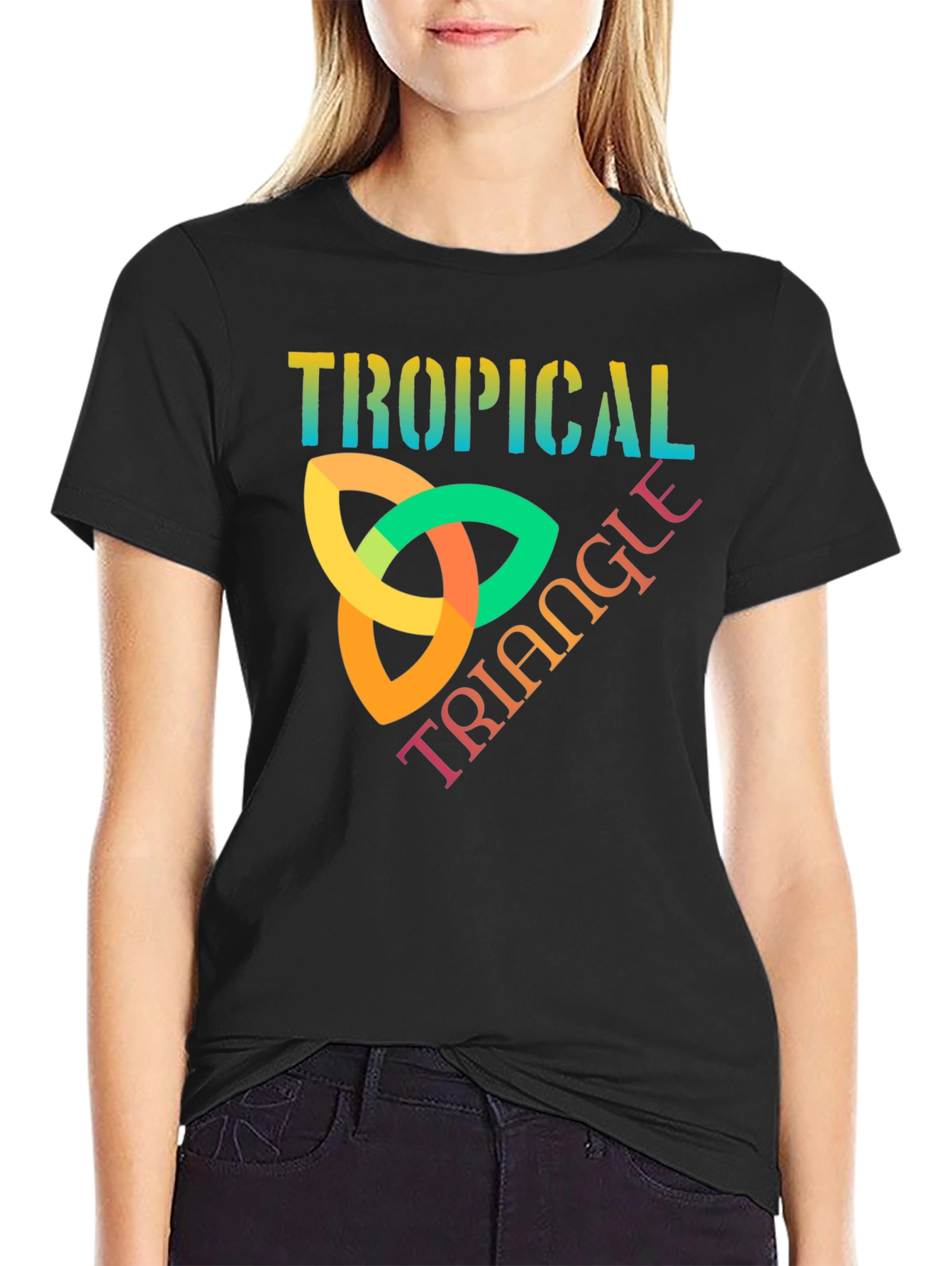 Tropical Triangle Graphic T-Shirt - Trendy Tee