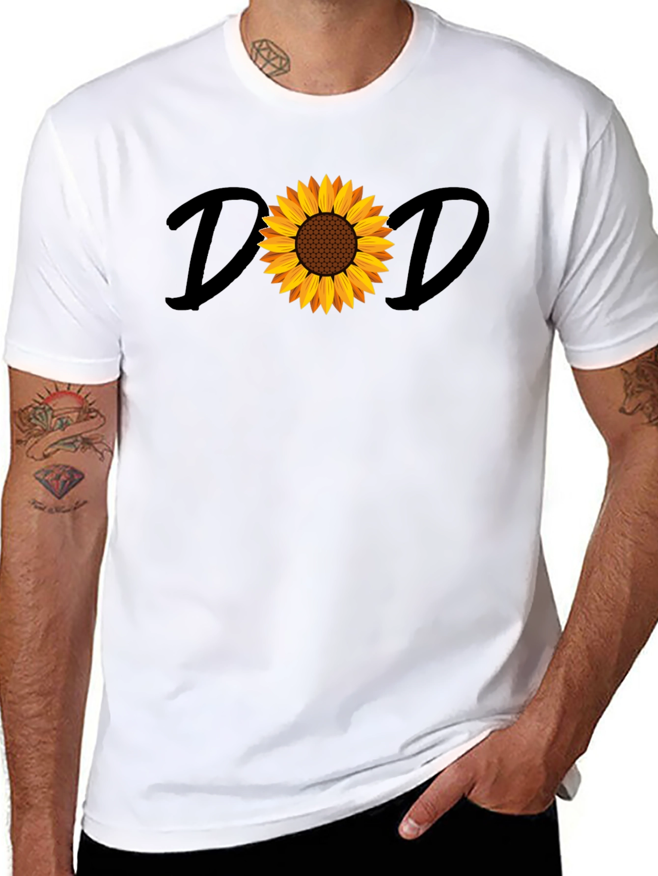 Sunflower Dad Graphic Black Tee Shirt
