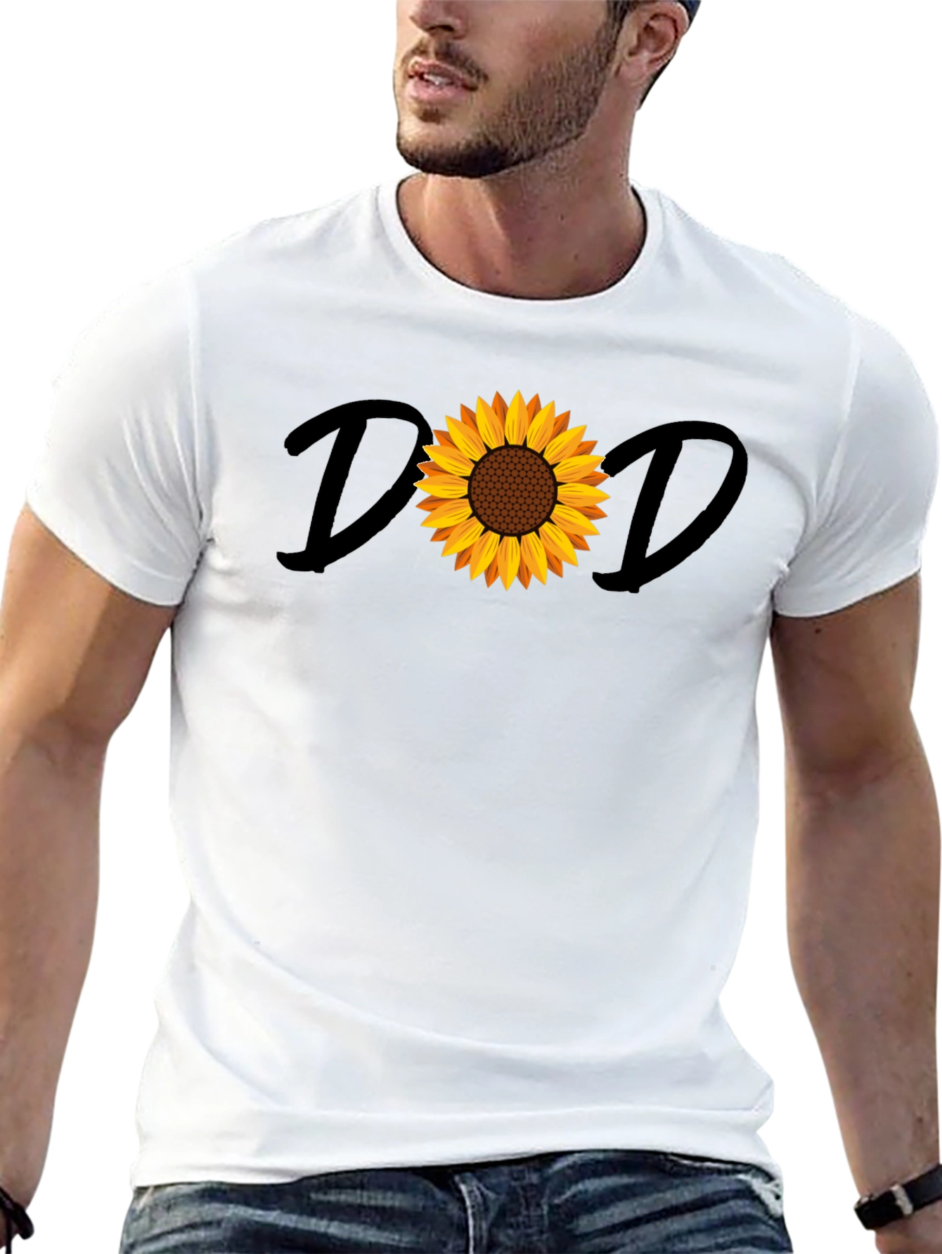 Sunflower Dad Graphic Black Tee Shirt