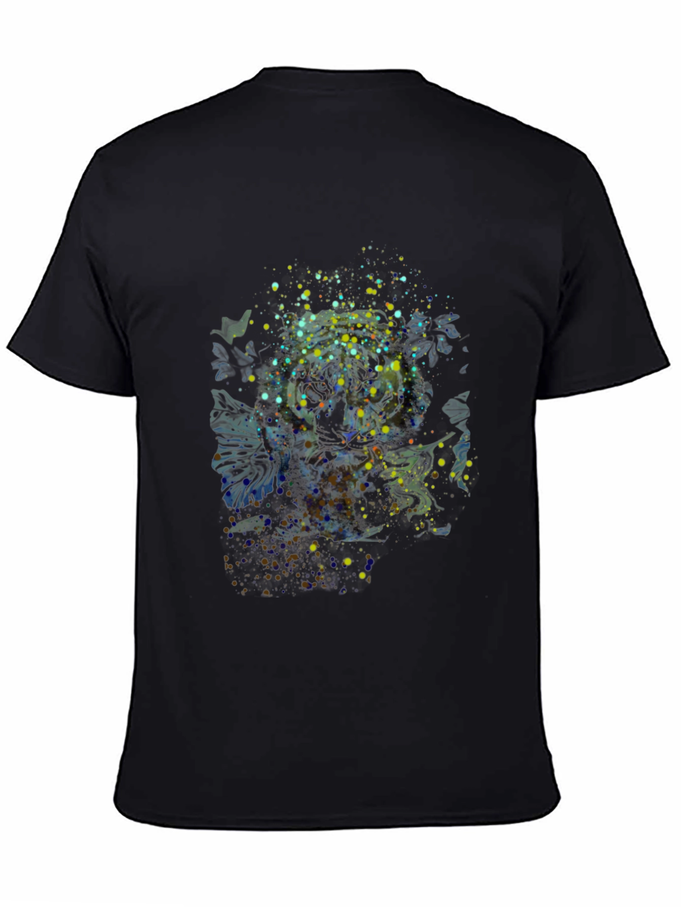 Abstract Splatter Print Black T-Shirt
