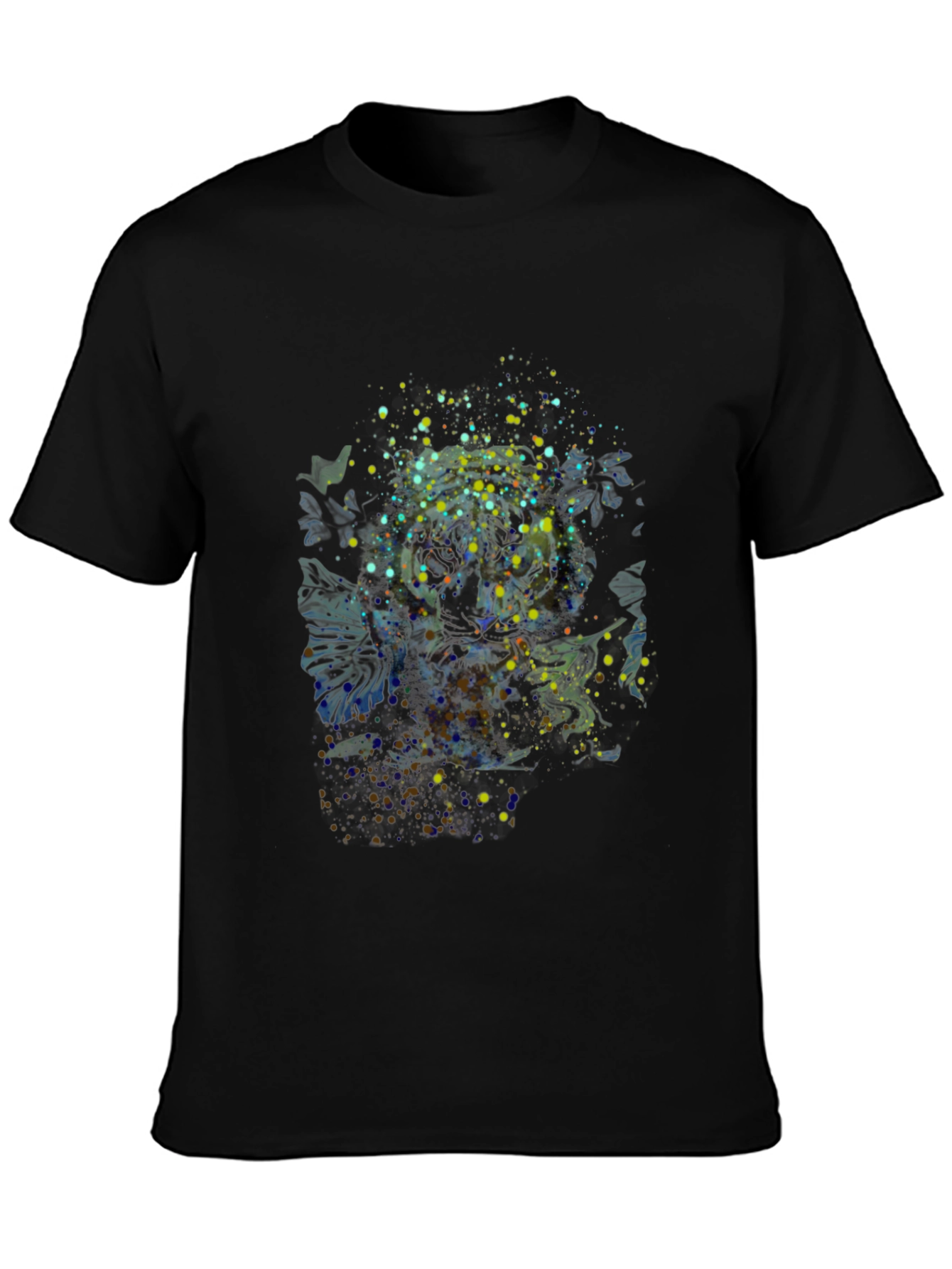 Abstract Splatter Print Black T-Shirt