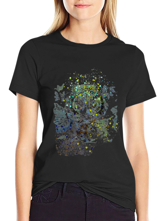 Abstract Splatter Print Black T-Shirt