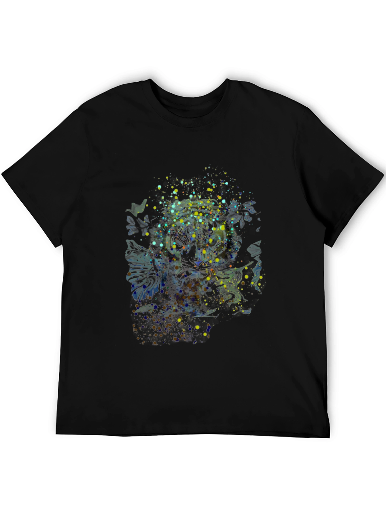 Abstract Splatter Print Black T-Shirt