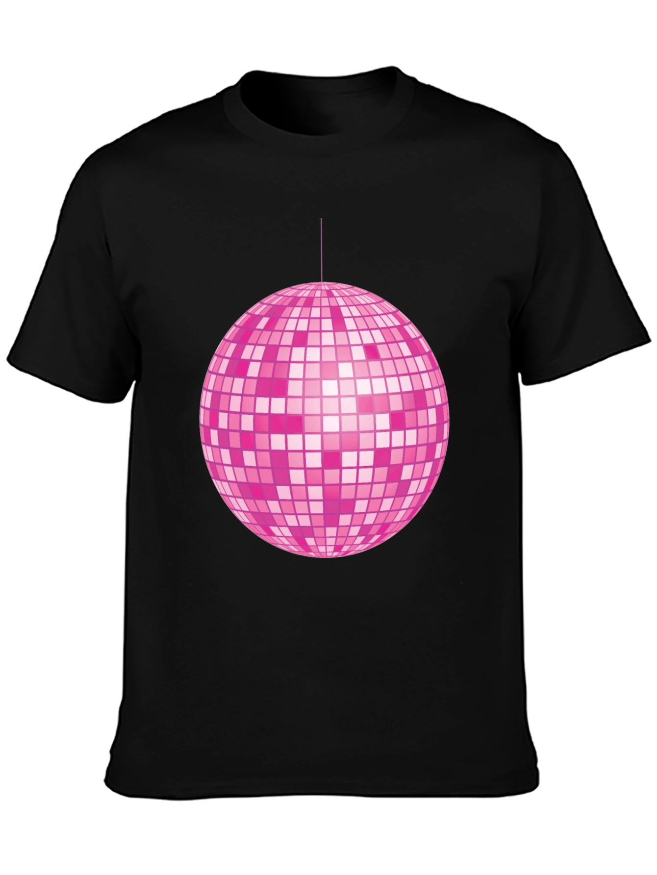 Pink Disco Ball Graphic Tee - Retro Party Shirt