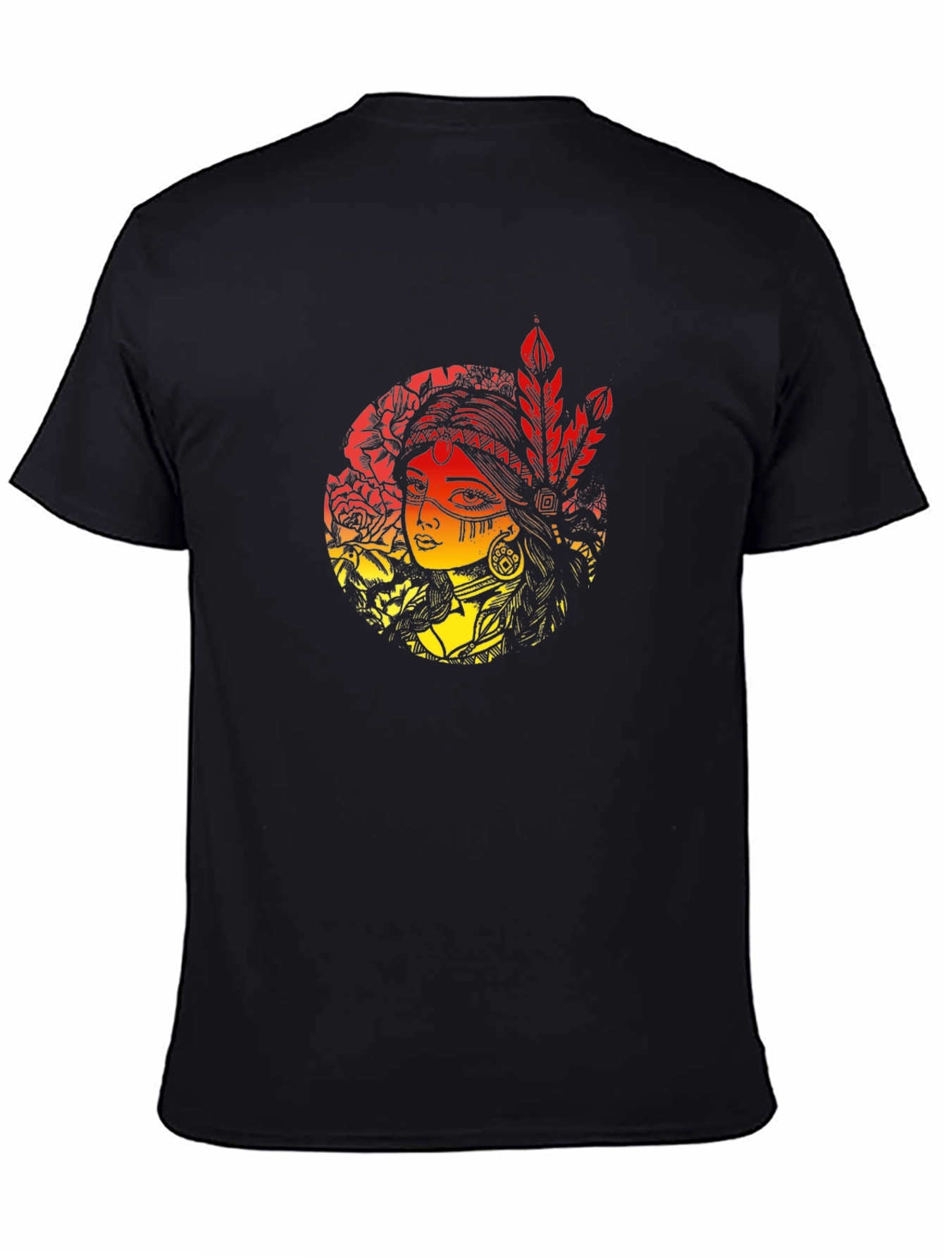 Native American Woman Graphic Black T-Shirt