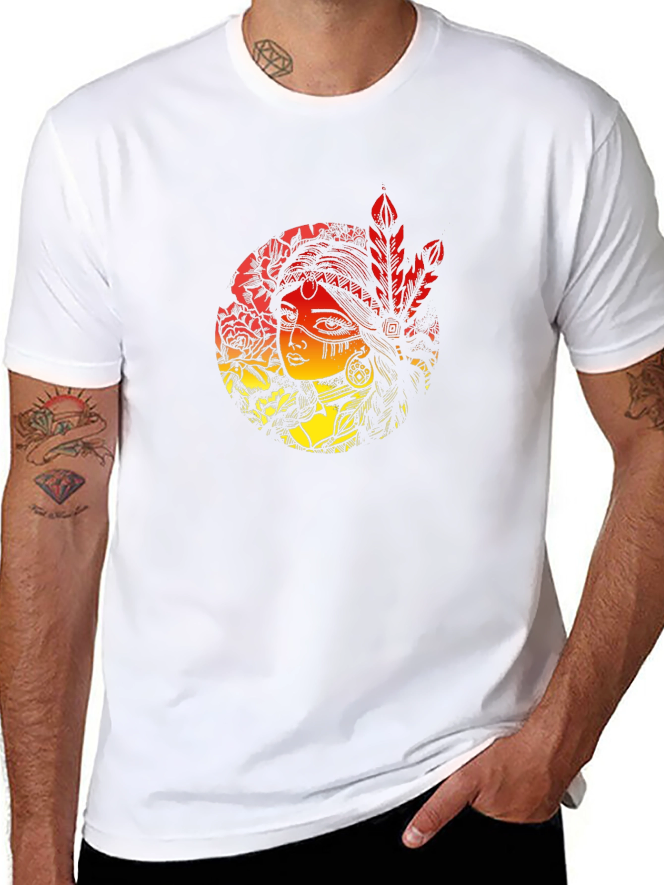 Native American Woman Graphic Black T-Shirt