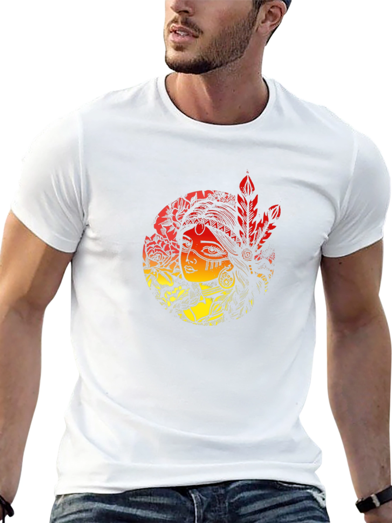 Native American Woman Graphic Black T-Shirt