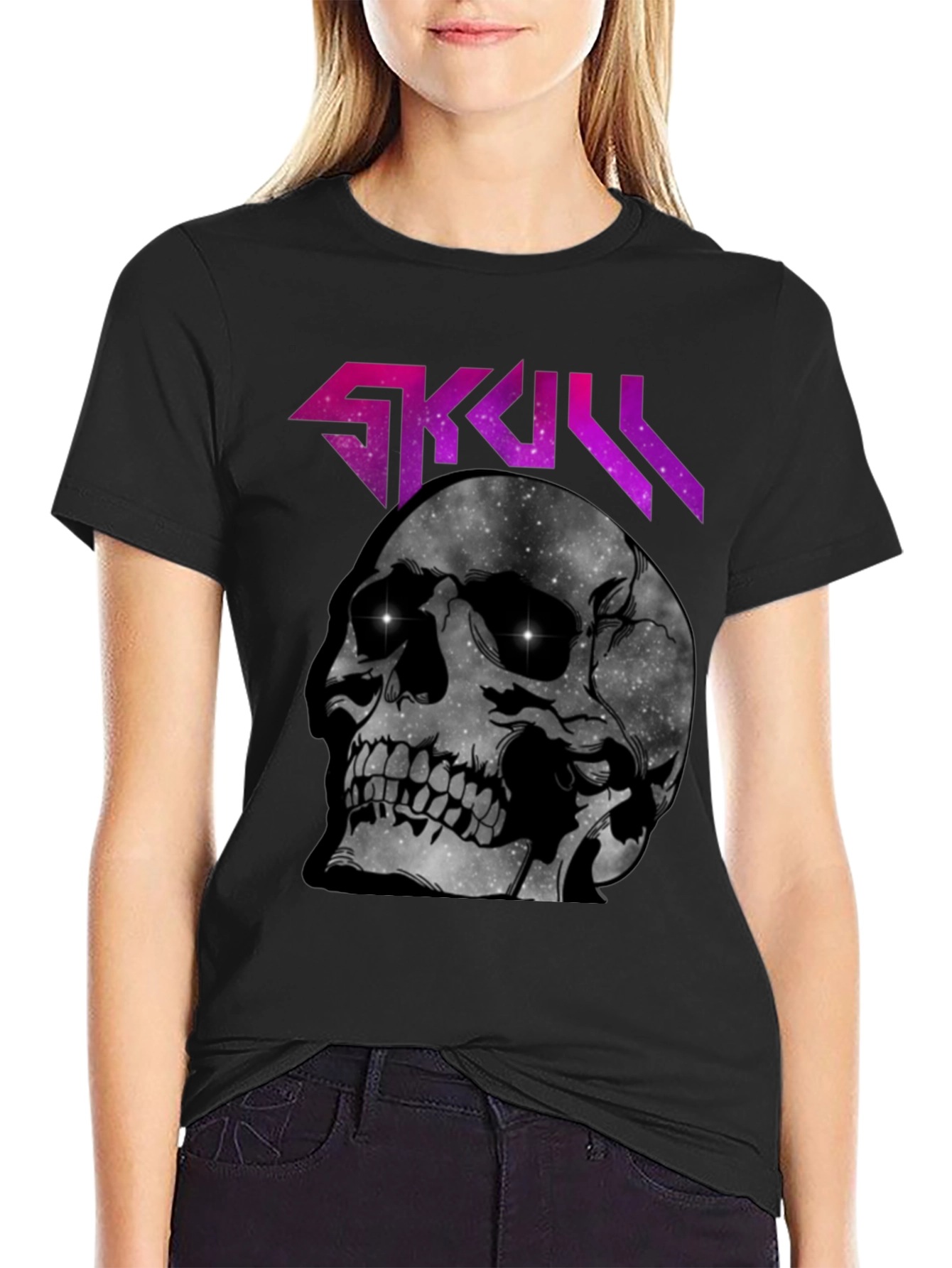 Skull Galaxy Graphic T-Shirt - Dark Style