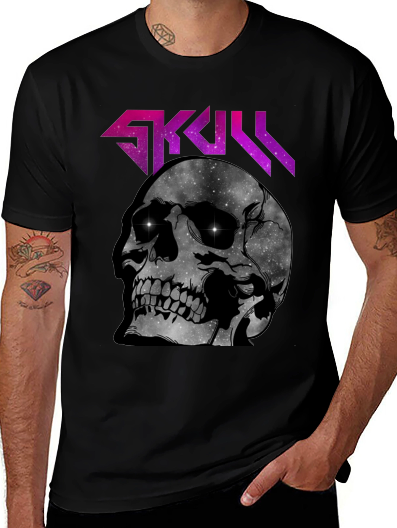Skull Galaxy Graphic T-Shirt - Dark Style