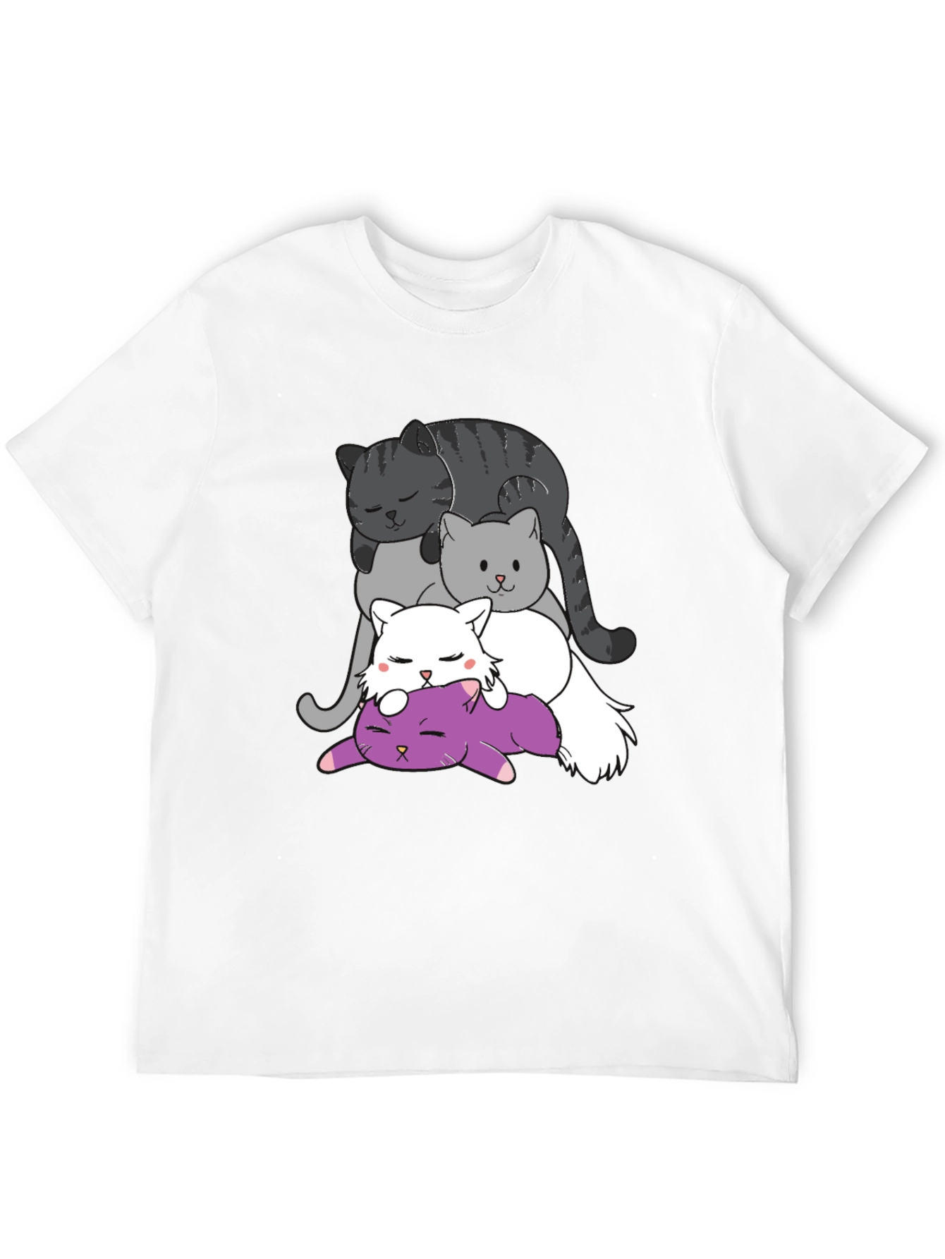 Stacked Cats Graphic Tee - Cute Cartoon Cat Shirt