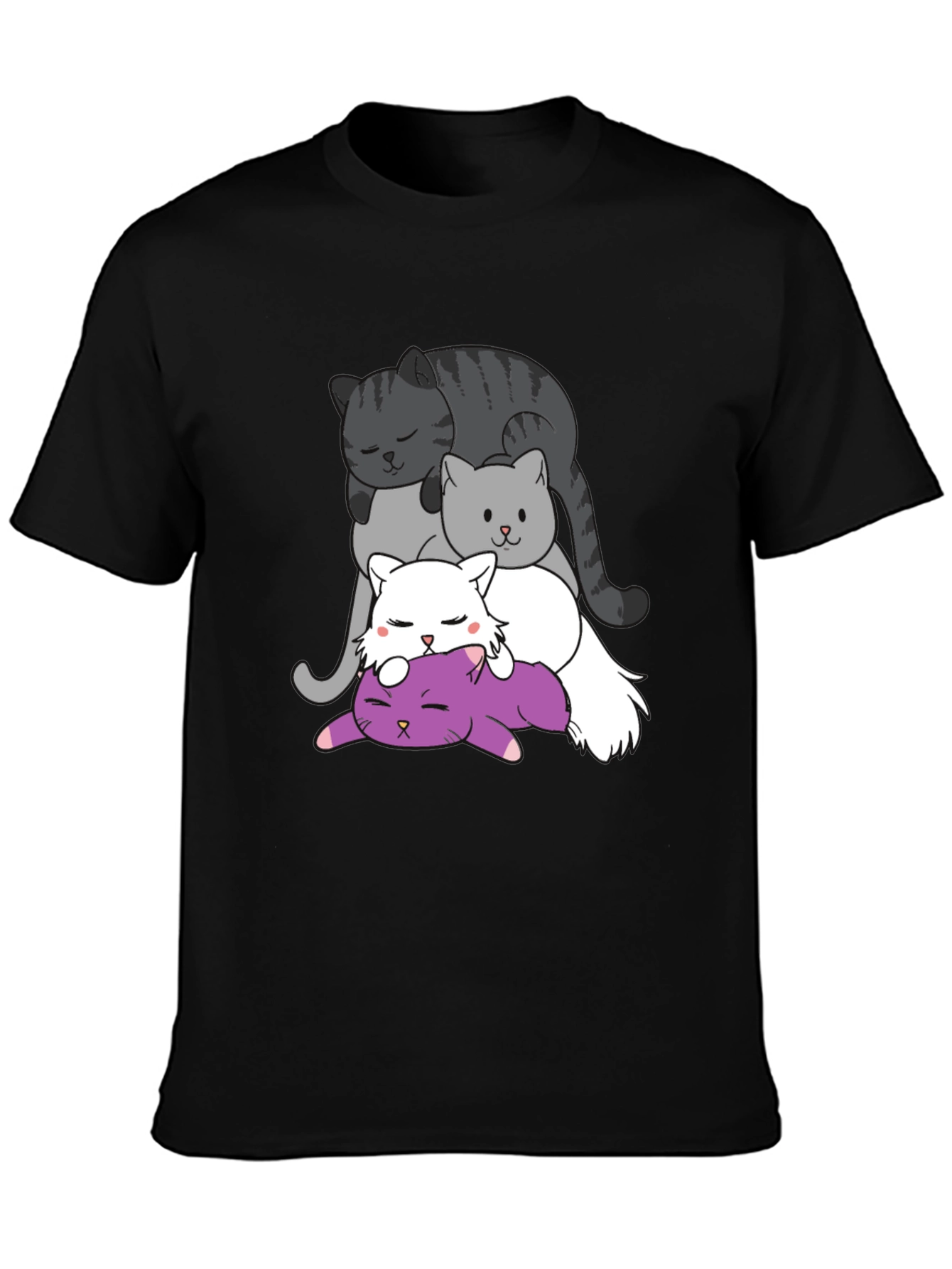 Stacked Cats Graphic Tee - Cute Cartoon Cat Shirt