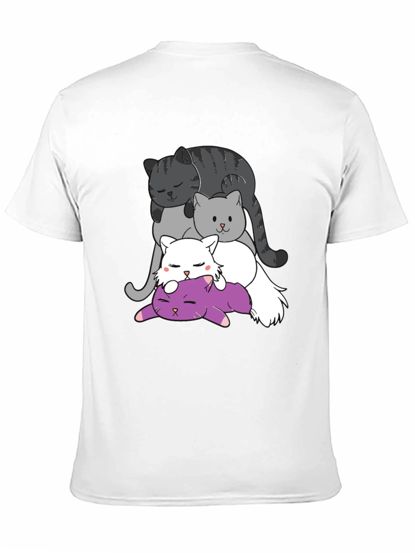 Stacked Cats Graphic Tee - Cute Cartoon Cat Shirt