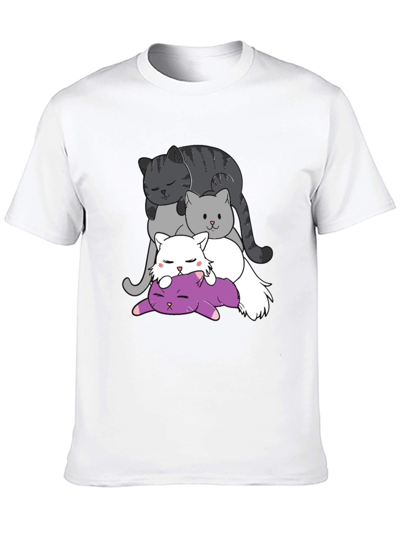 Stacked Cats Graphic Tee - Cute Cartoon Cat Shirt