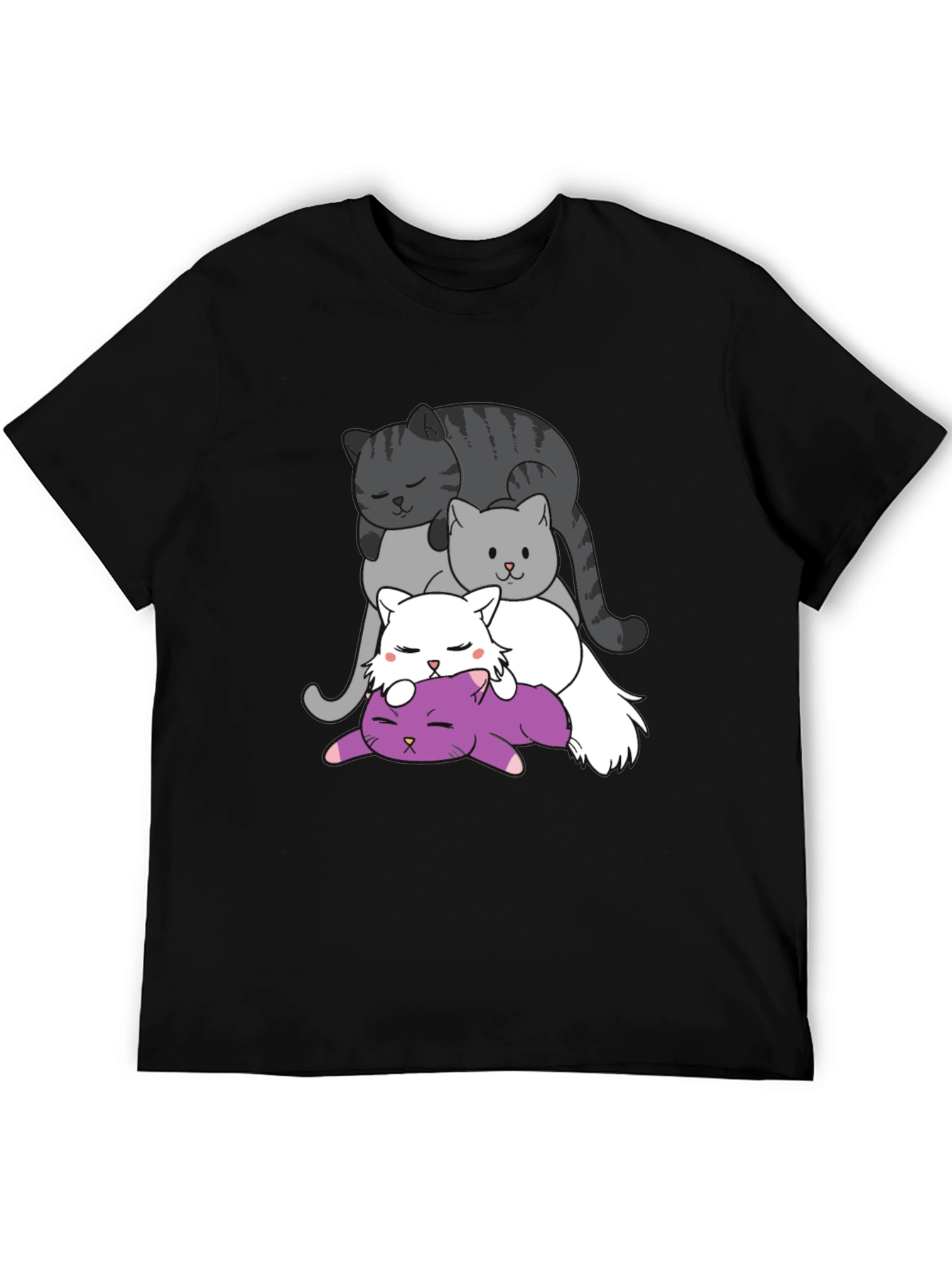 Stacked Cats Graphic Tee - Cute Cartoon Cat Shirt