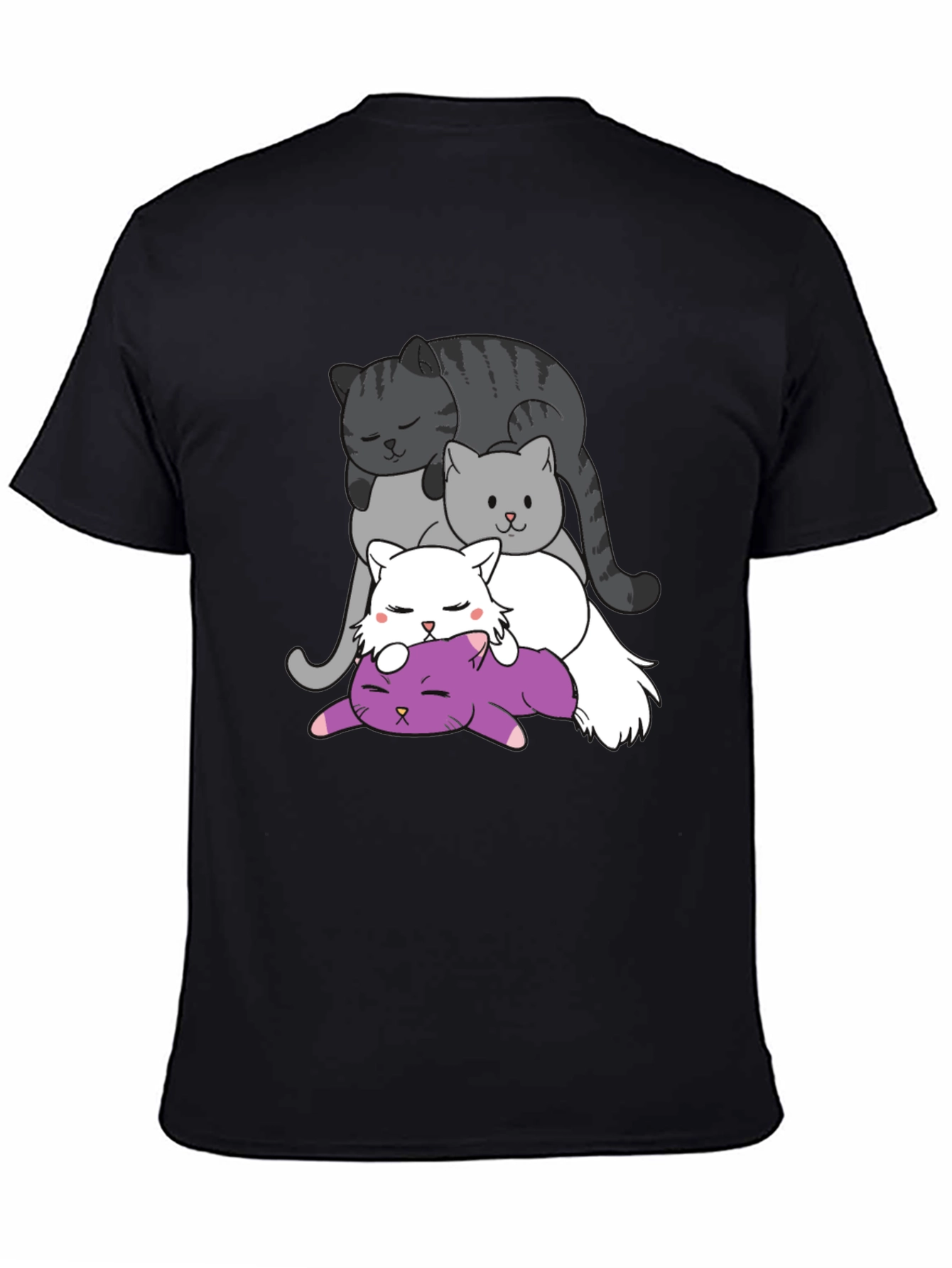 Stacked Cats Graphic Tee - Cute Cartoon Cat Shirt
