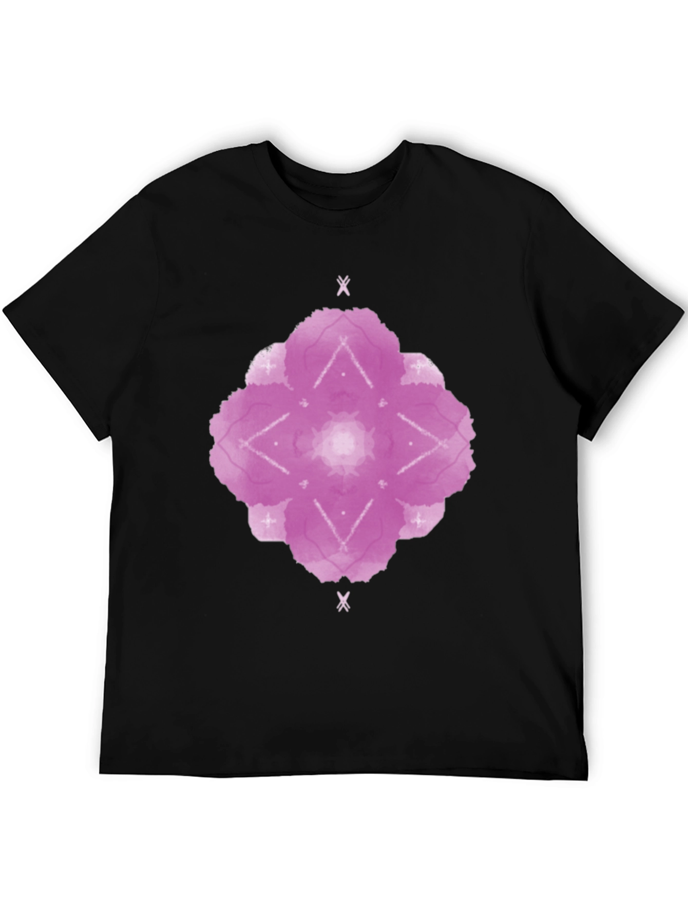 Abstract Floral Print Black T-Shirt