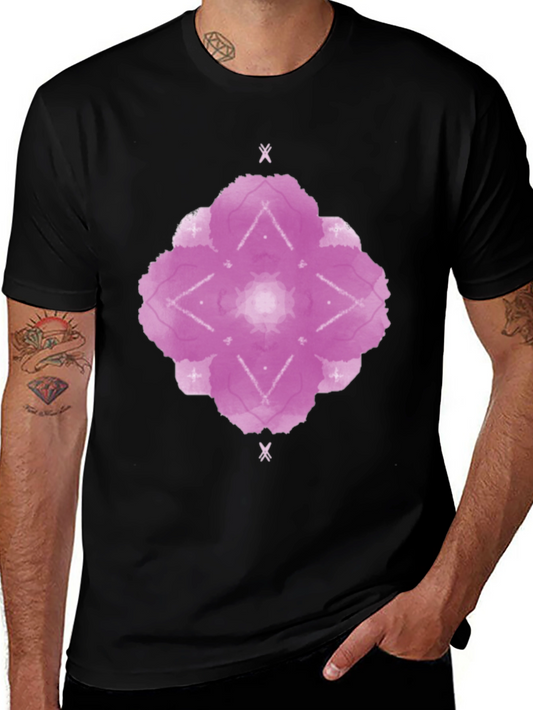 Abstract Floral Print Black T-Shirt