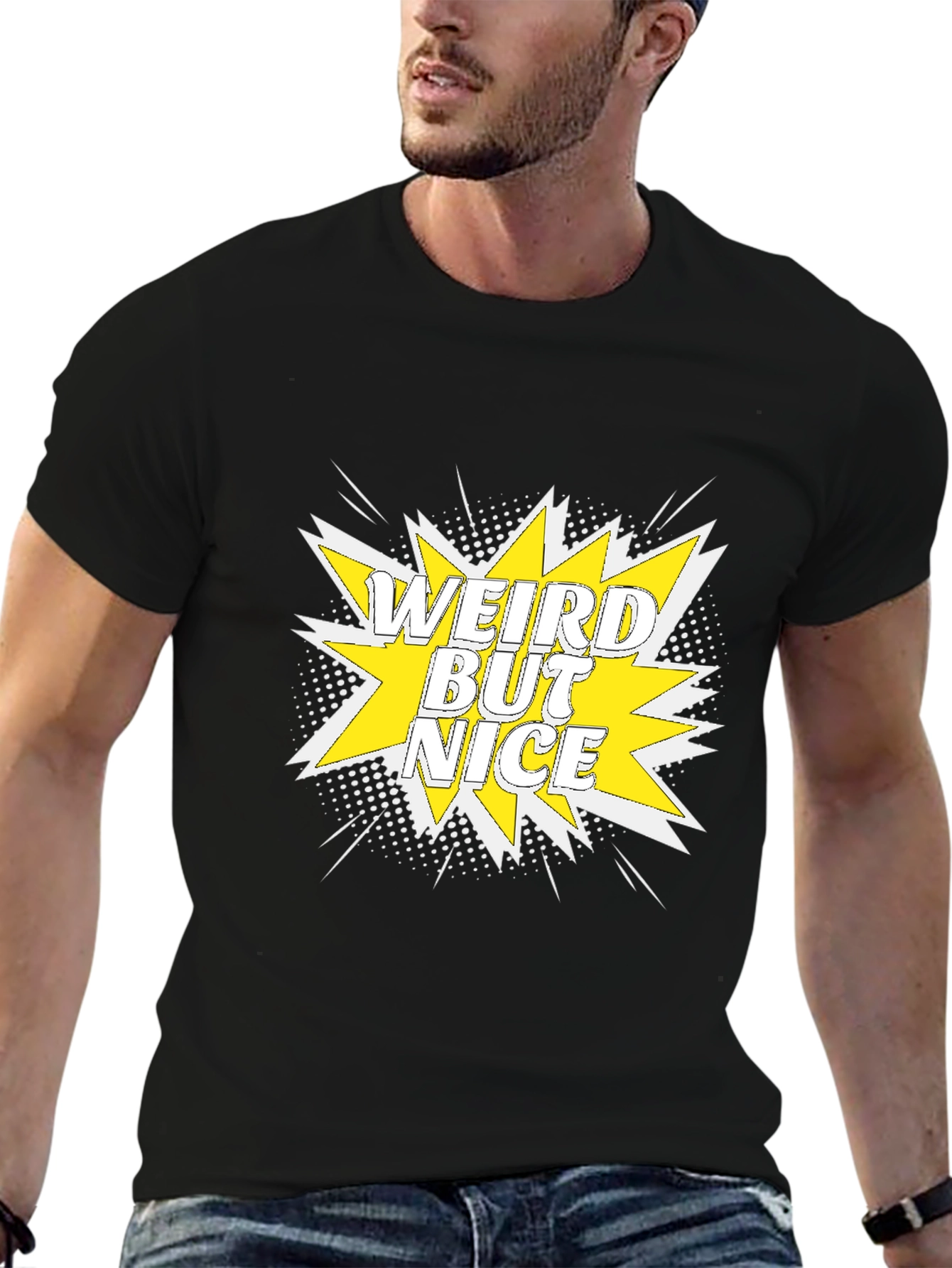 Weird But Nice Graphic Tee - Black Cotton T-Shirt