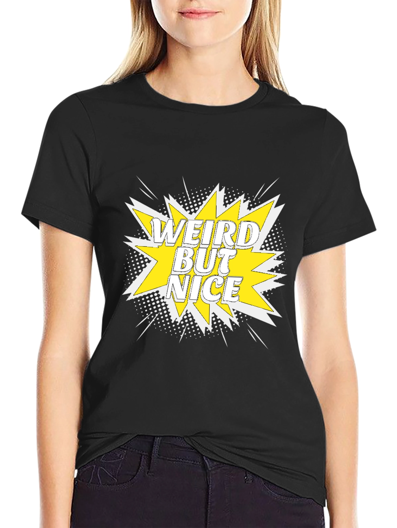 Weird But Nice Graphic Tee - Black Cotton T-Shirt