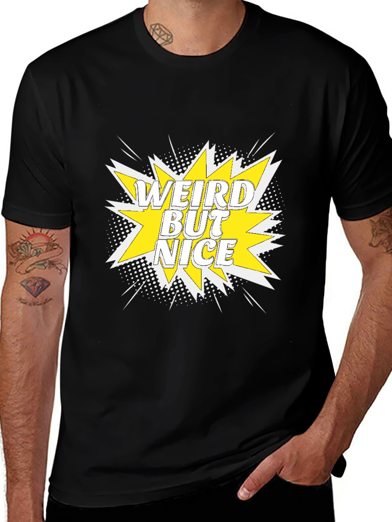 Weird But Nice Graphic Tee - Black Cotton T-Shirt