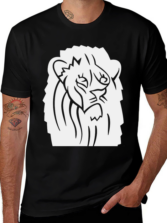 Black T-Shirt with Lion Graphic Print