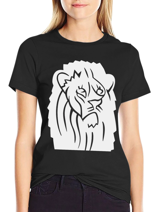 Black T-Shirt with Lion Graphic Print