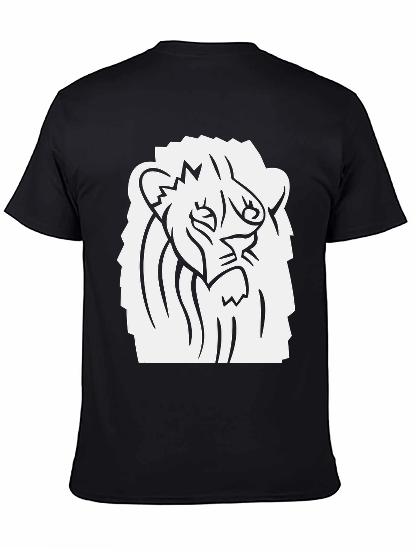 Black T-Shirt with Lion Graphic Print
