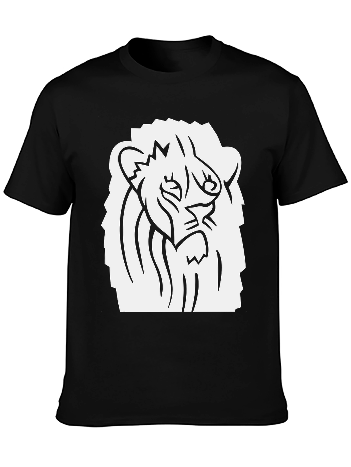 Black T-Shirt with Lion Graphic Print