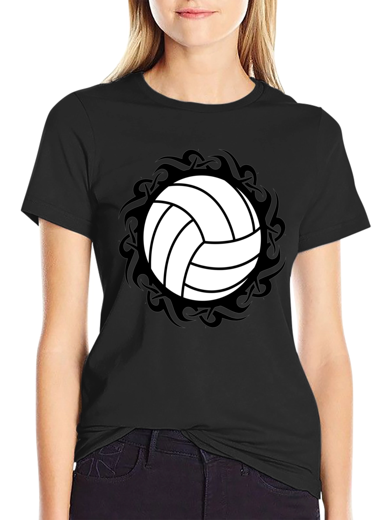 Volleyball Graphic Tee - Sporty Black T-Shirt