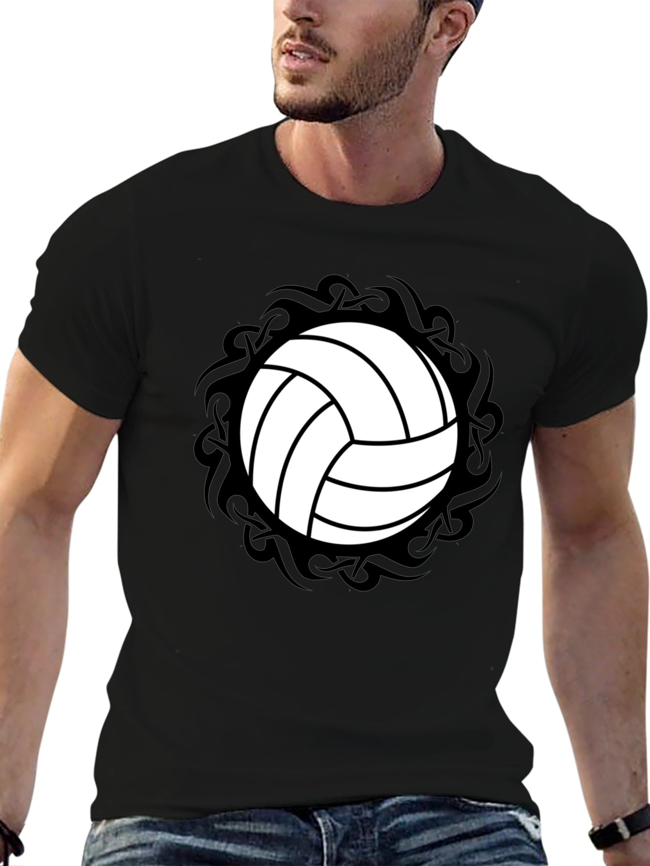 Volleyball Graphic Tee - Sporty Black T-Shirt