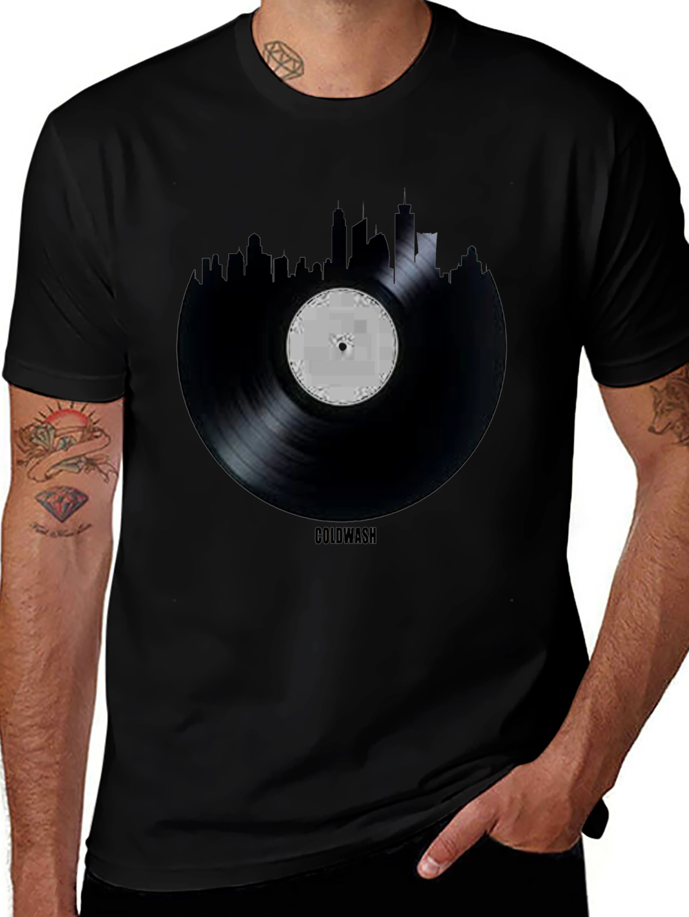 Coldwash Vinyl Record Skyline Graphic Tee