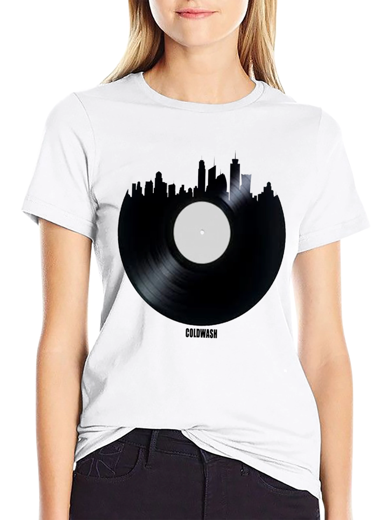 Coldwash Vinyl Record Skyline Graphic Tee