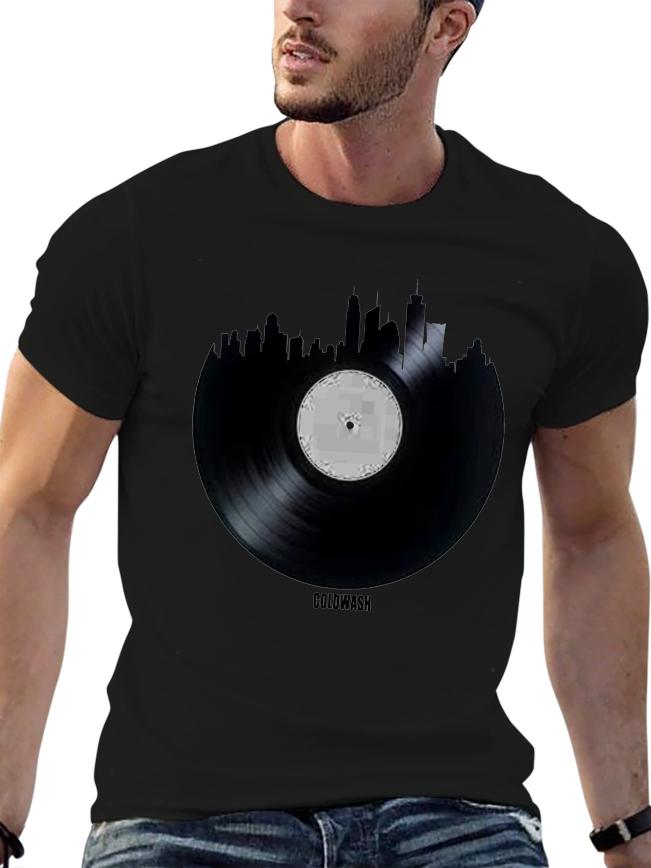 Coldwash Vinyl Record Skyline Graphic Tee
