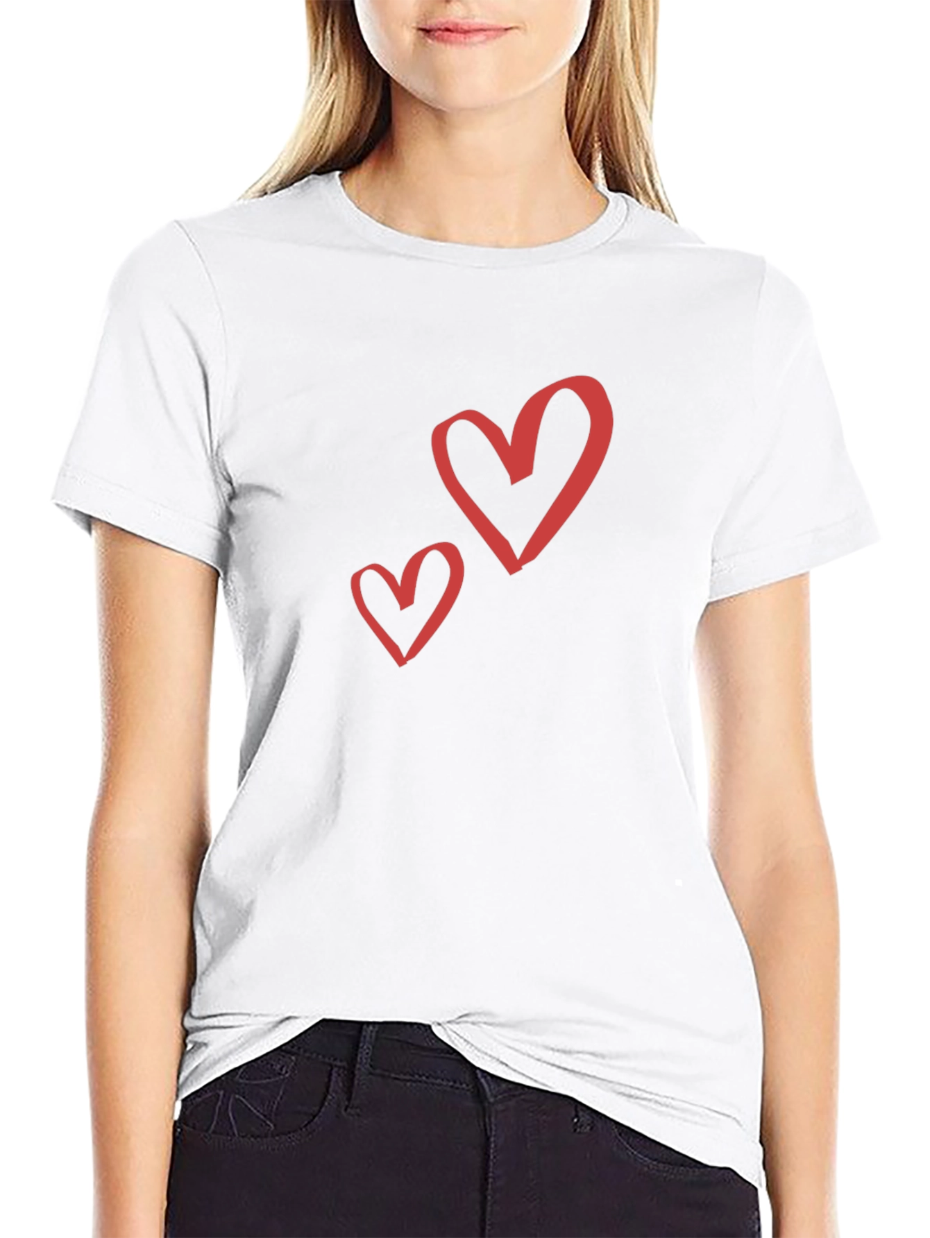 Heart Graphic Black Crew Neck T-Shirt