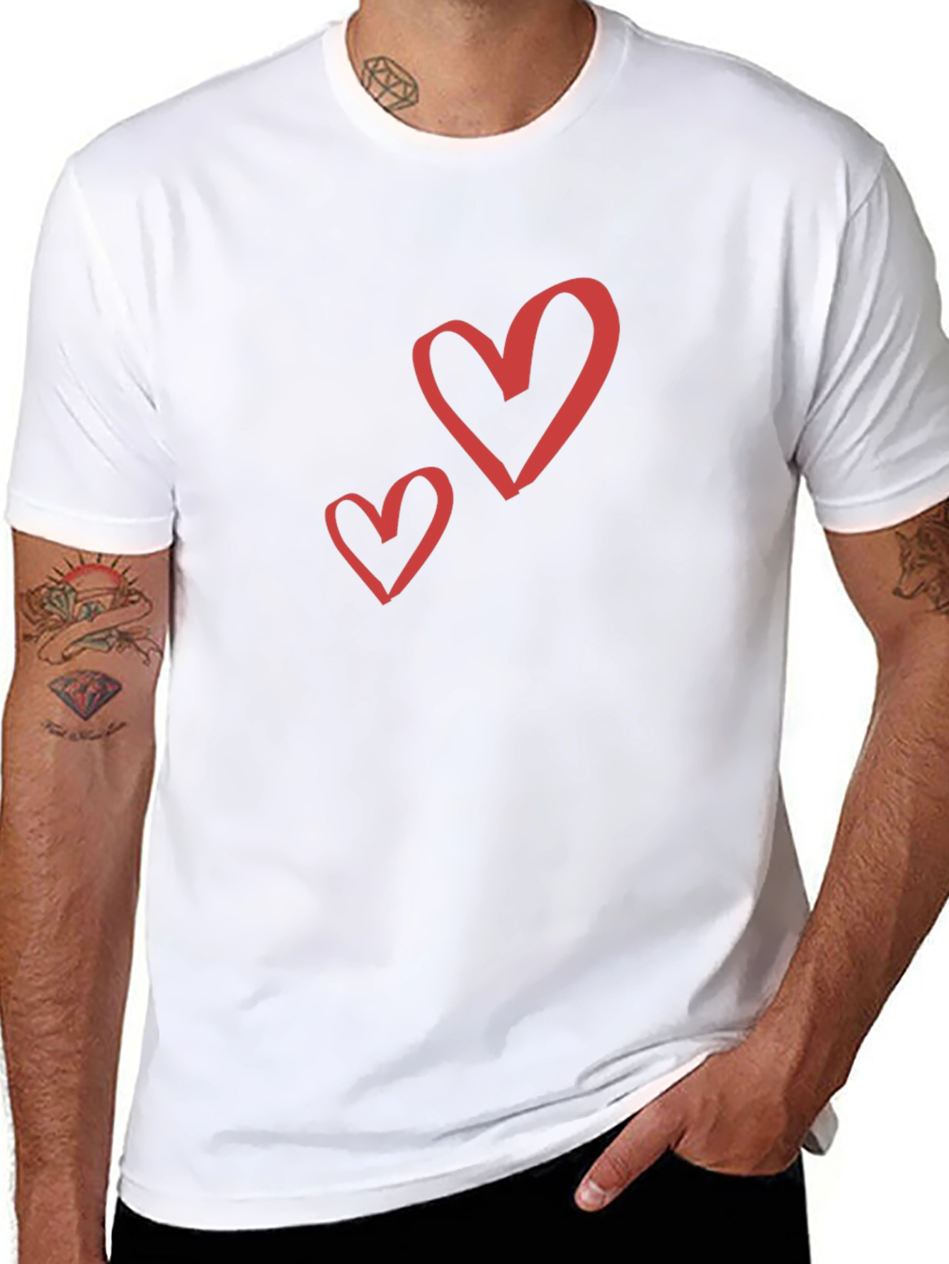 Heart Graphic Black Crew Neck T-Shirt