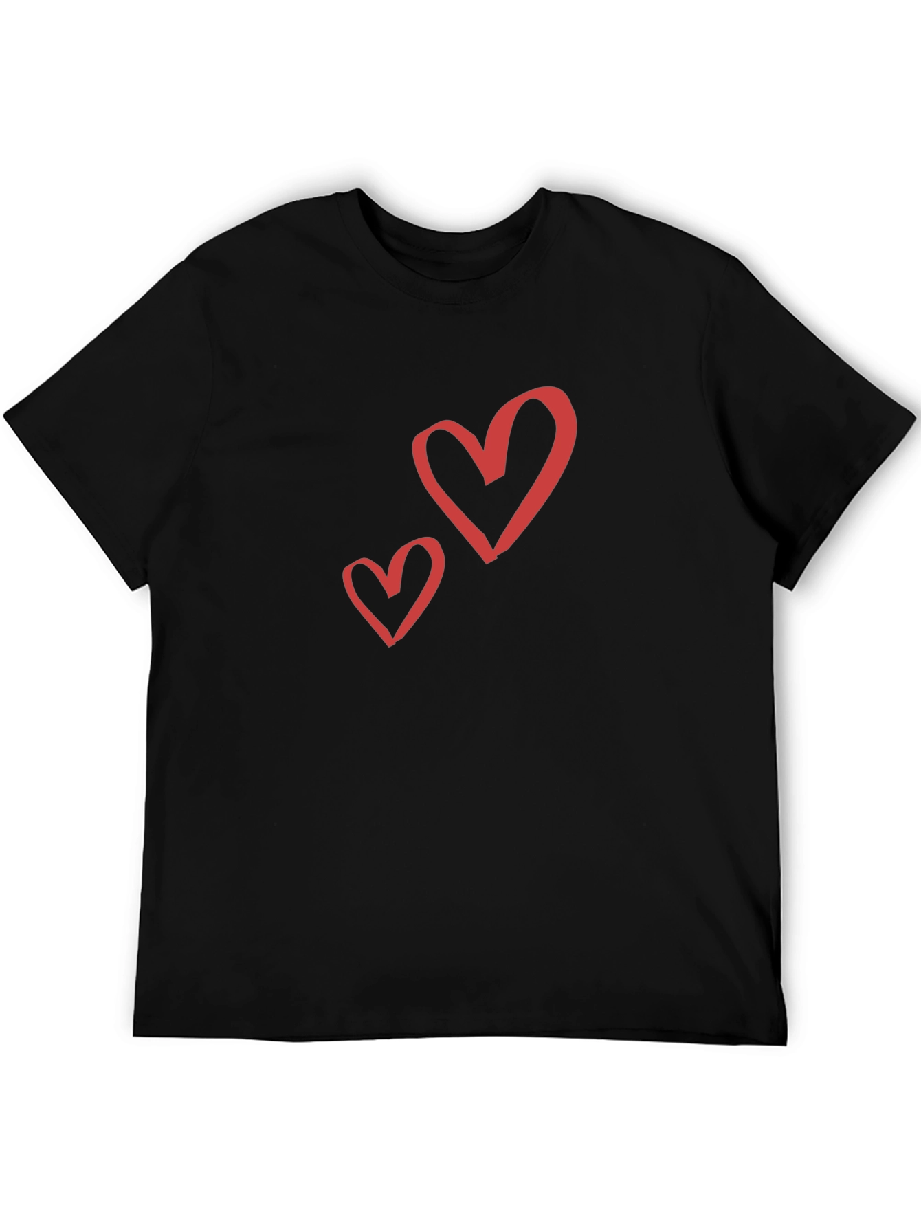 Heart Graphic Black Crew Neck T-Shirt