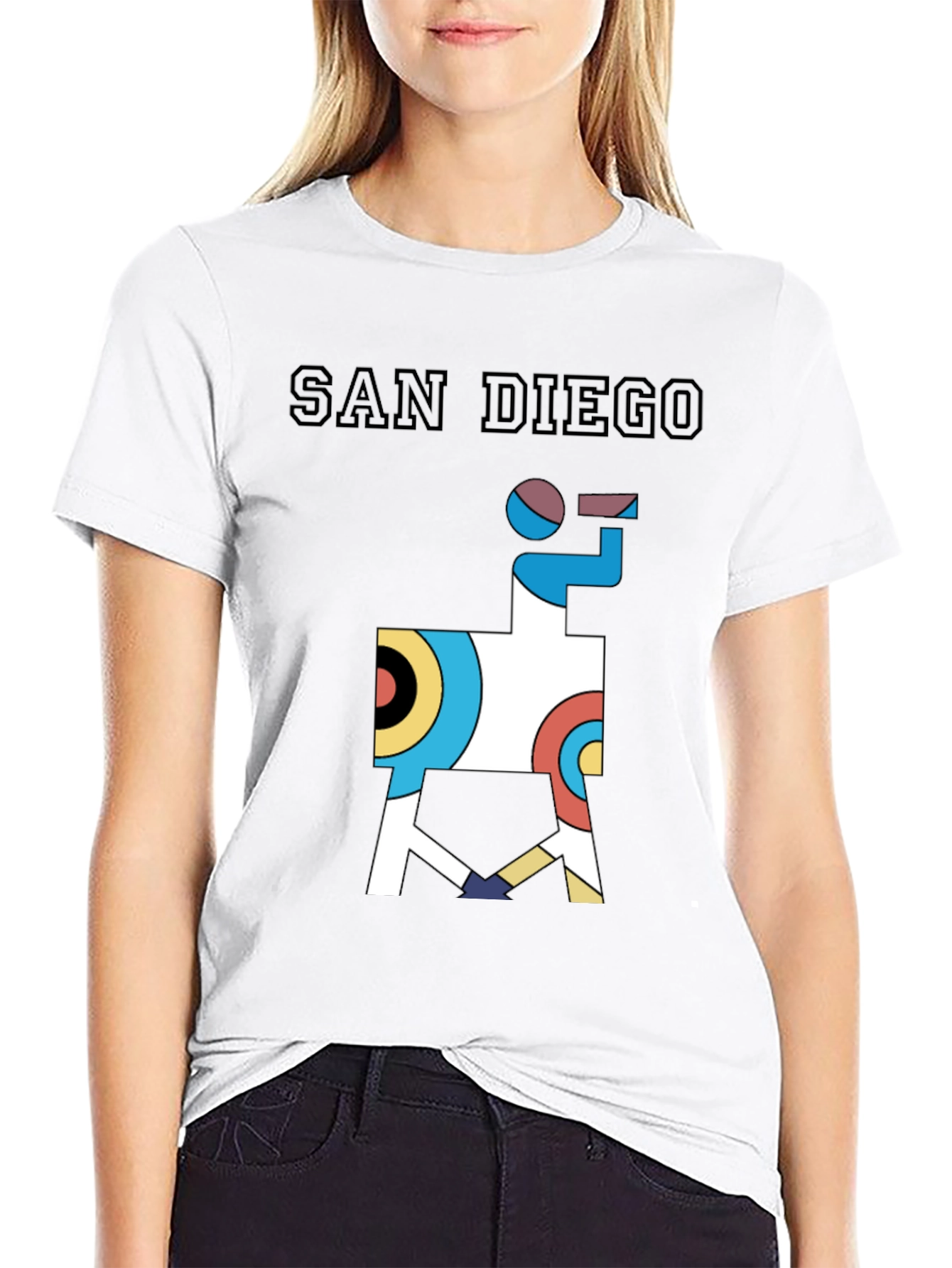 San Diego Graphic Tee - Abstract Geometric Llama Shirt