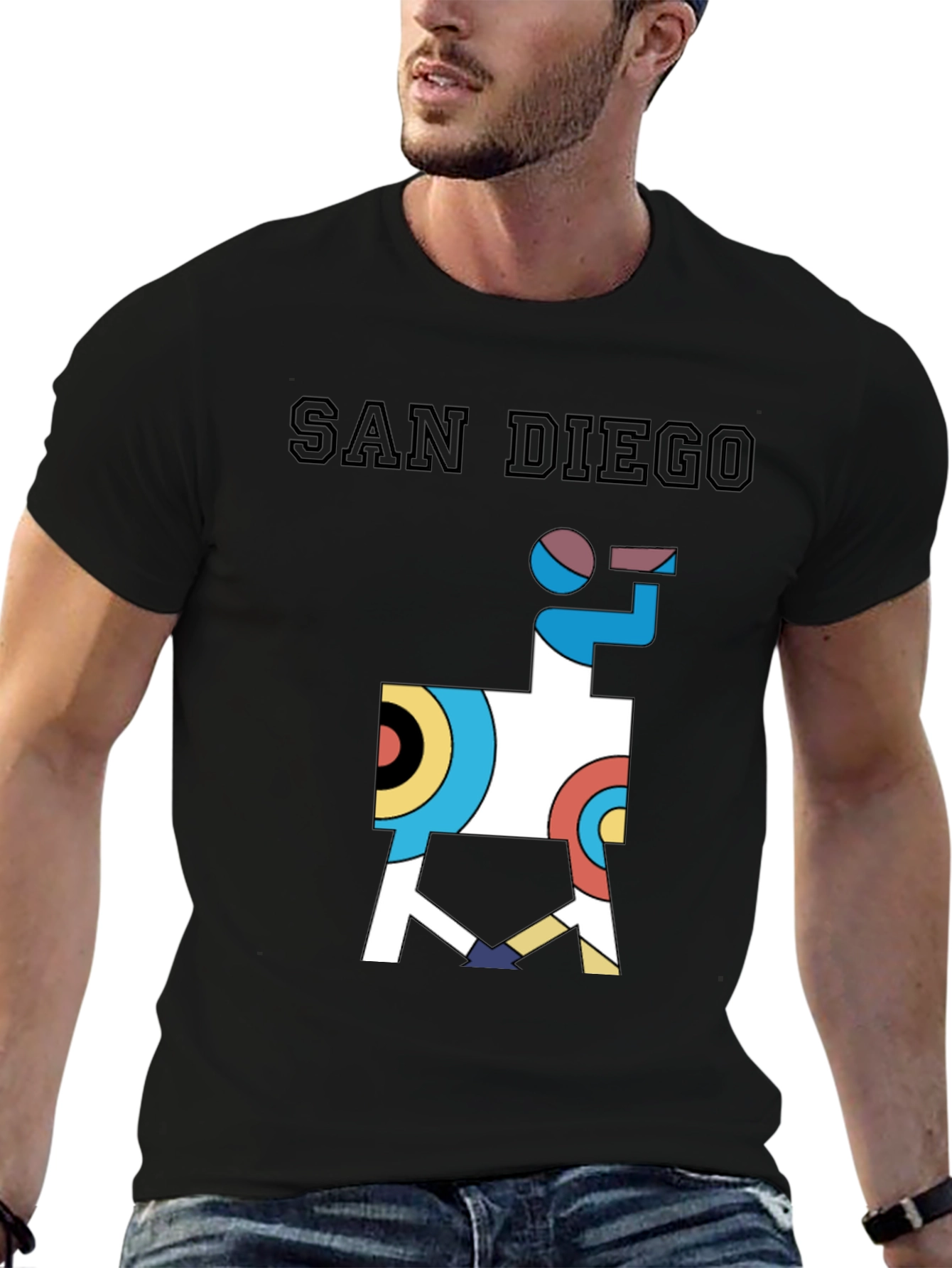 San Diego Graphic Tee - Abstract Geometric Llama Shirt
